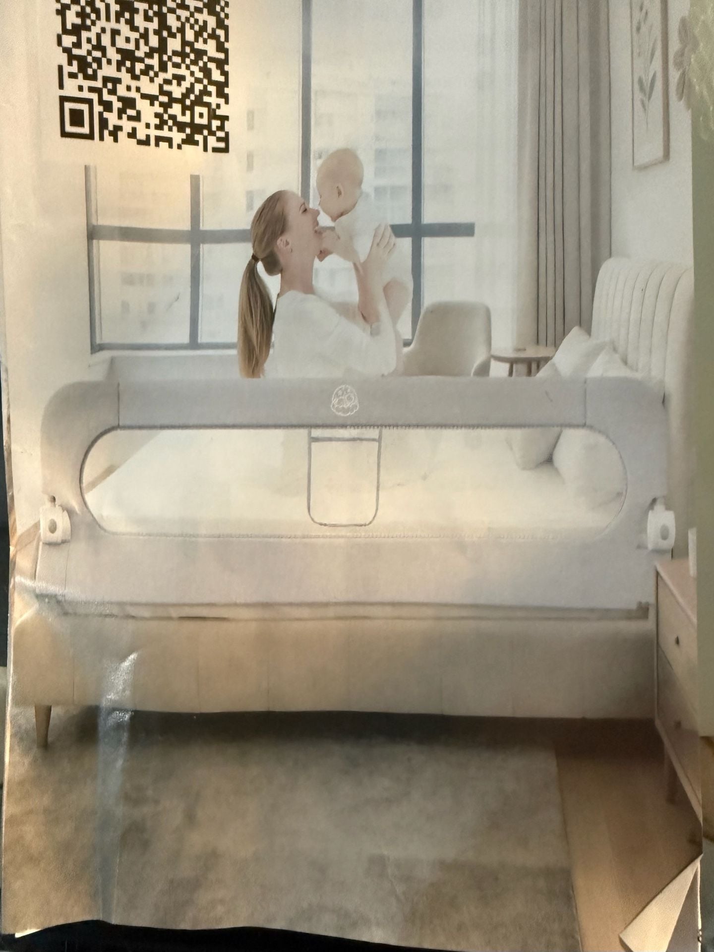 GOTGELIF Toddler Bed Rail Size 71in Grey Breathable Mesh 2