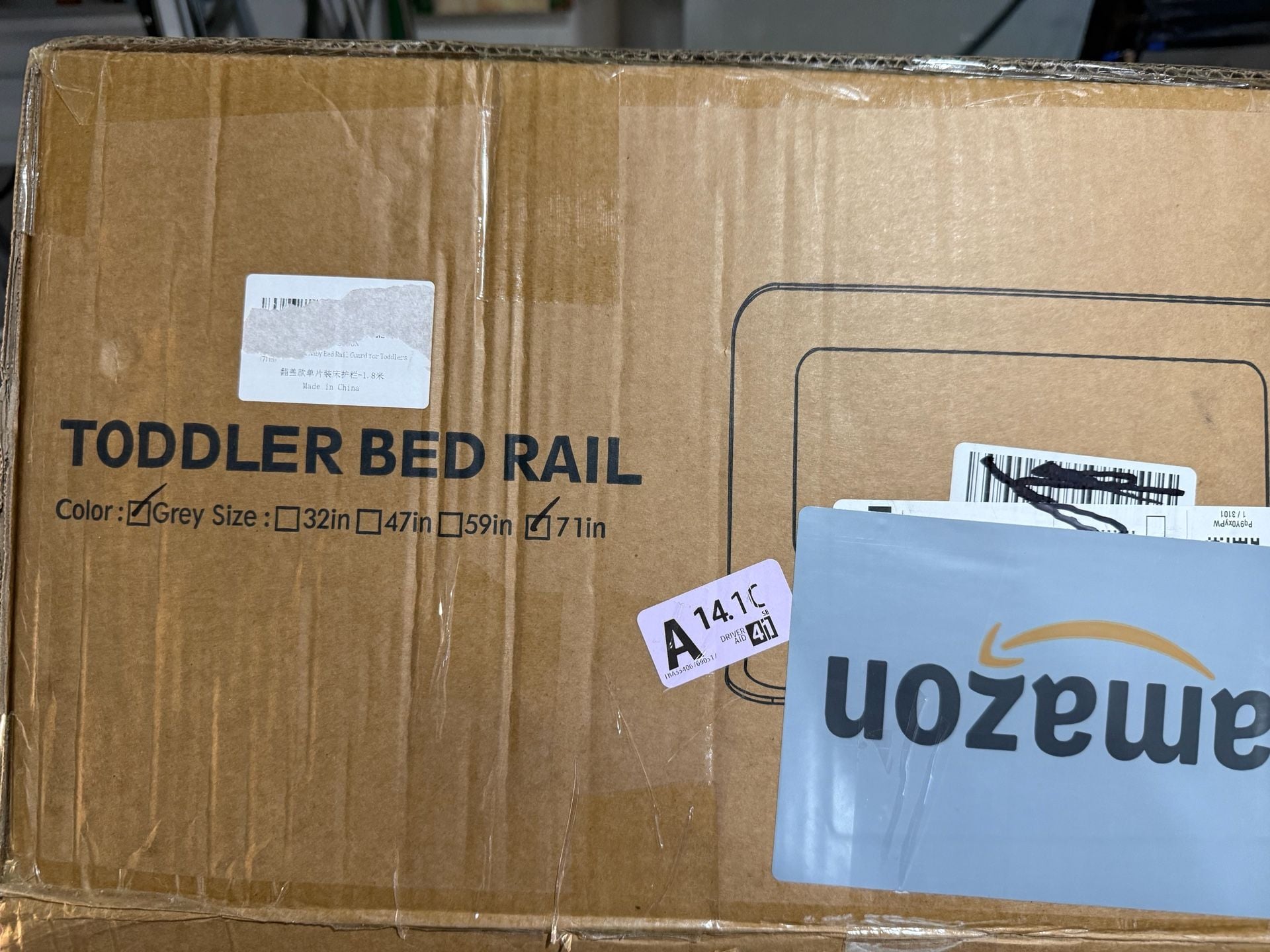 GOTGELIF Toddler Bed Rail Size 71in Grey Breathable Mesh 3