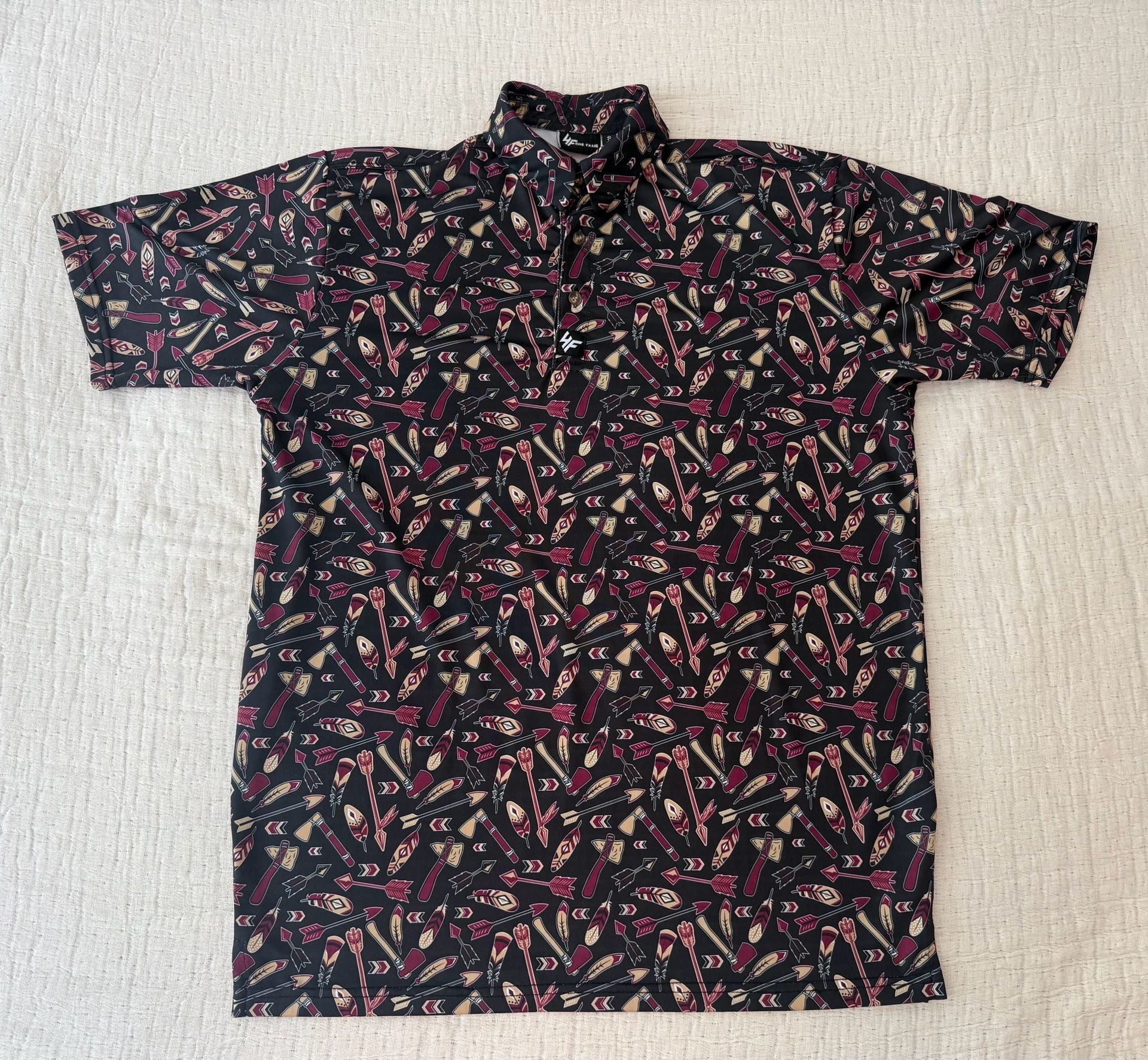 4Fore Fans Golf Polo Shirt Size S Black Arrow Feather Print 2