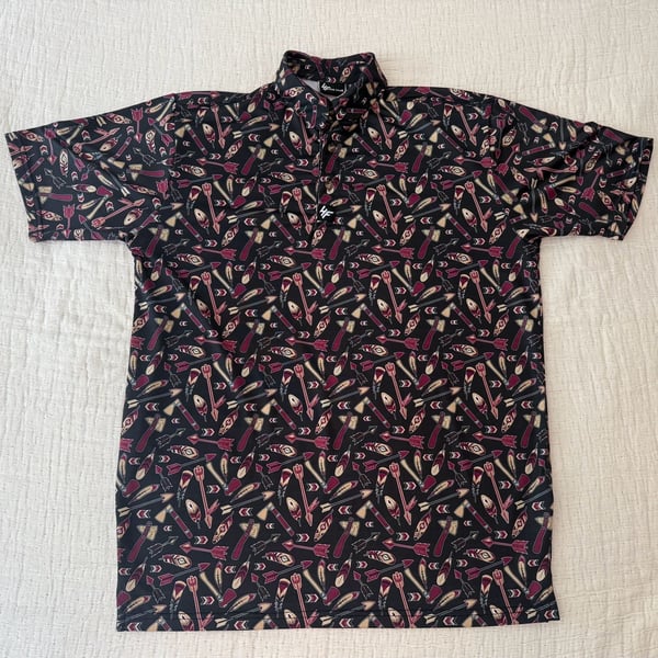 4Fore Fans Golf Polo Shirt Size S Black Arrow Feather Print