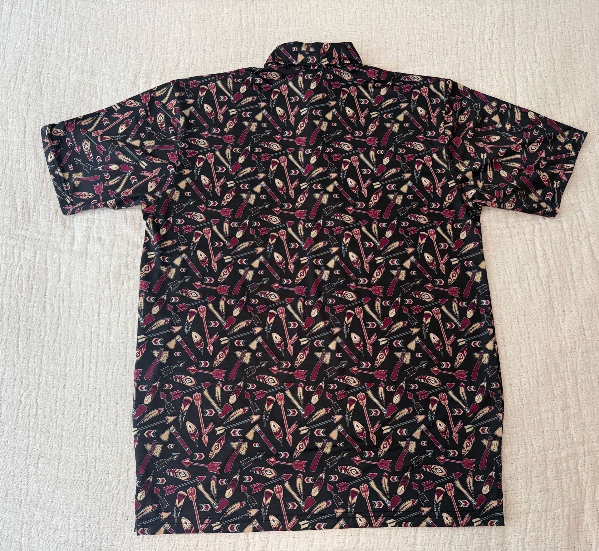 4Fore Fans Golf Polo Shirt Size S Black Arrow Feather Print 3