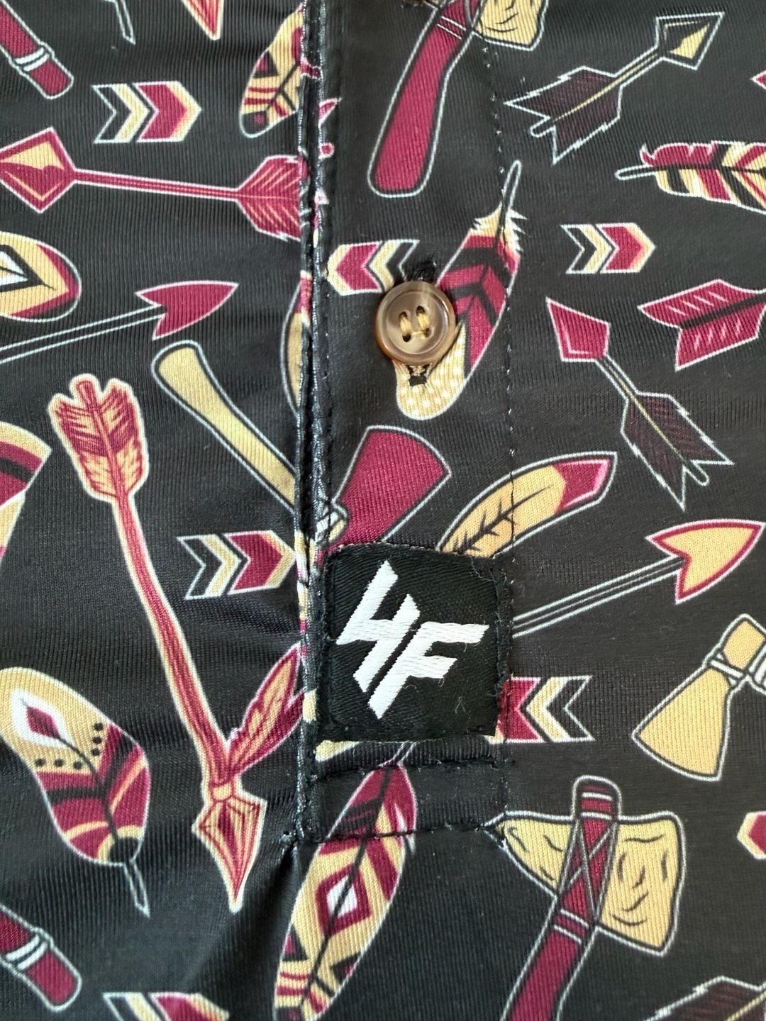 4Fore Fans Golf Polo Shirt Size S Black Arrow Feather Print 4