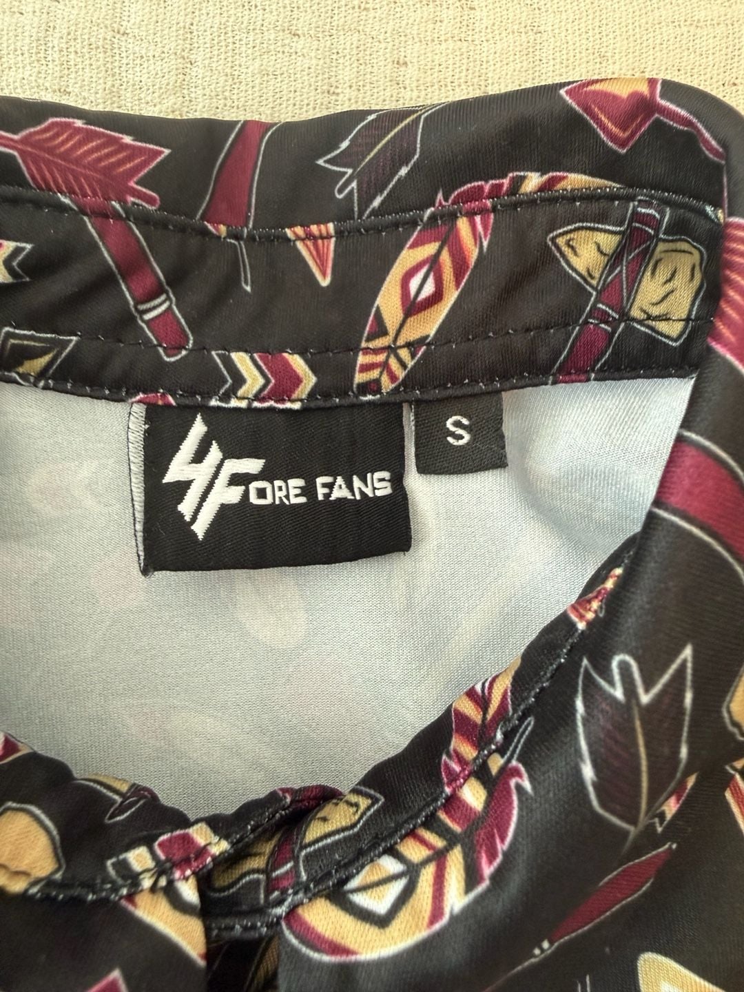 4Fore Fans Golf Polo Shirt Size S Black Arrow Feather Print 5