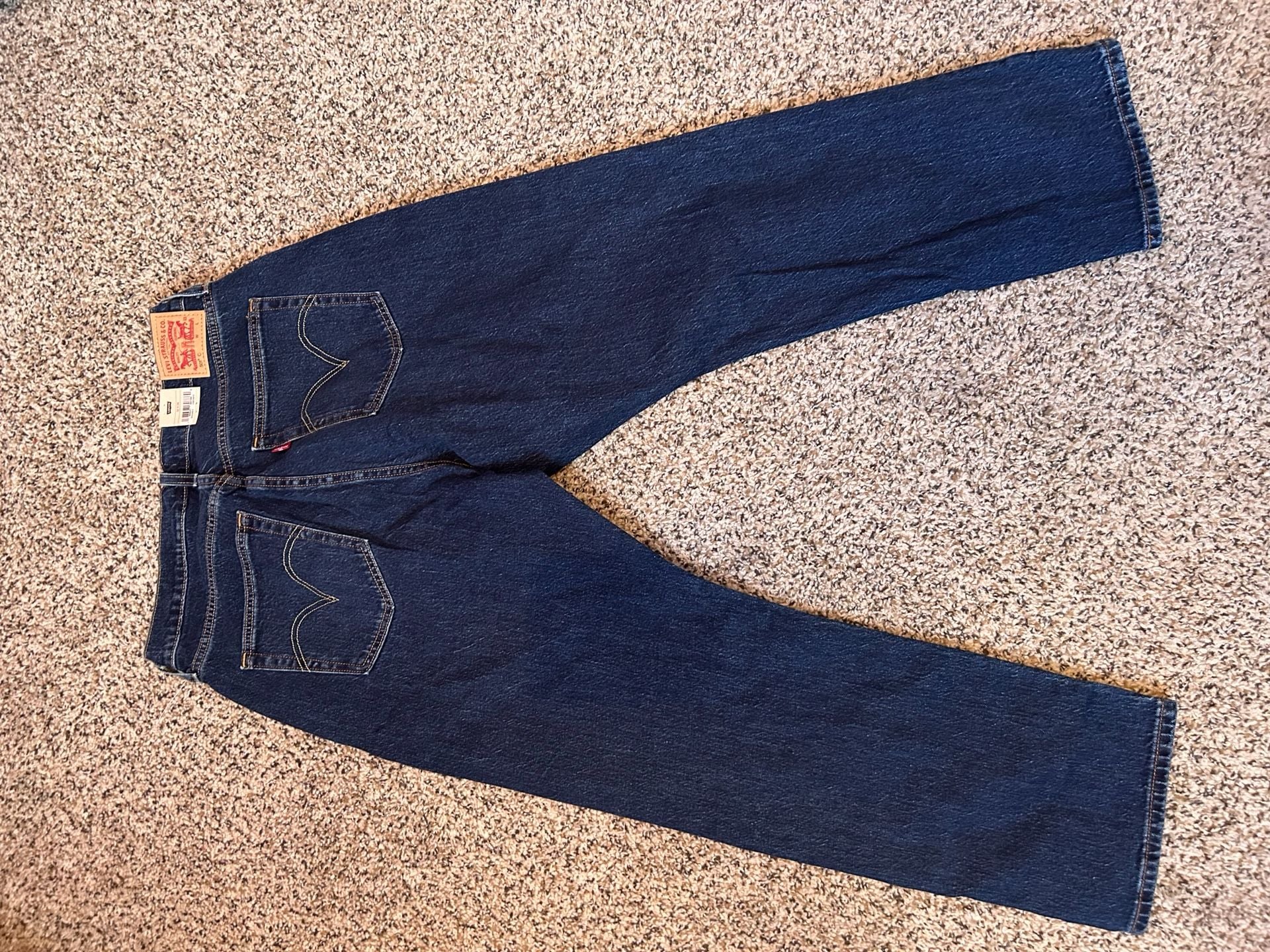 Levi's 501 Curve Stretch Jeans Size 32x28 Dark Wash Straight Leg 6