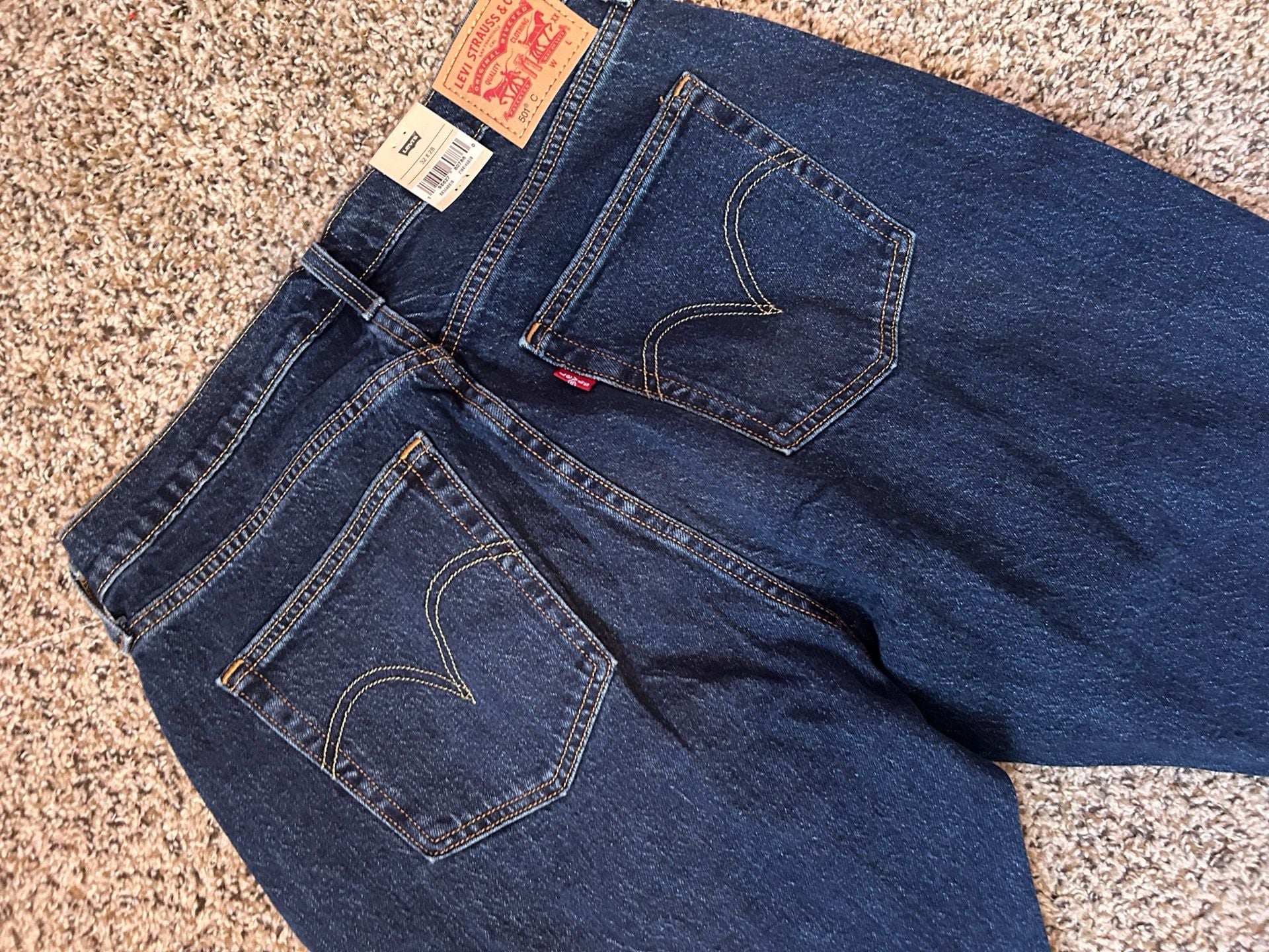 Levi's 501 Curve Stretch Jeans Size 32x28 Dark Wash Straight Leg 7