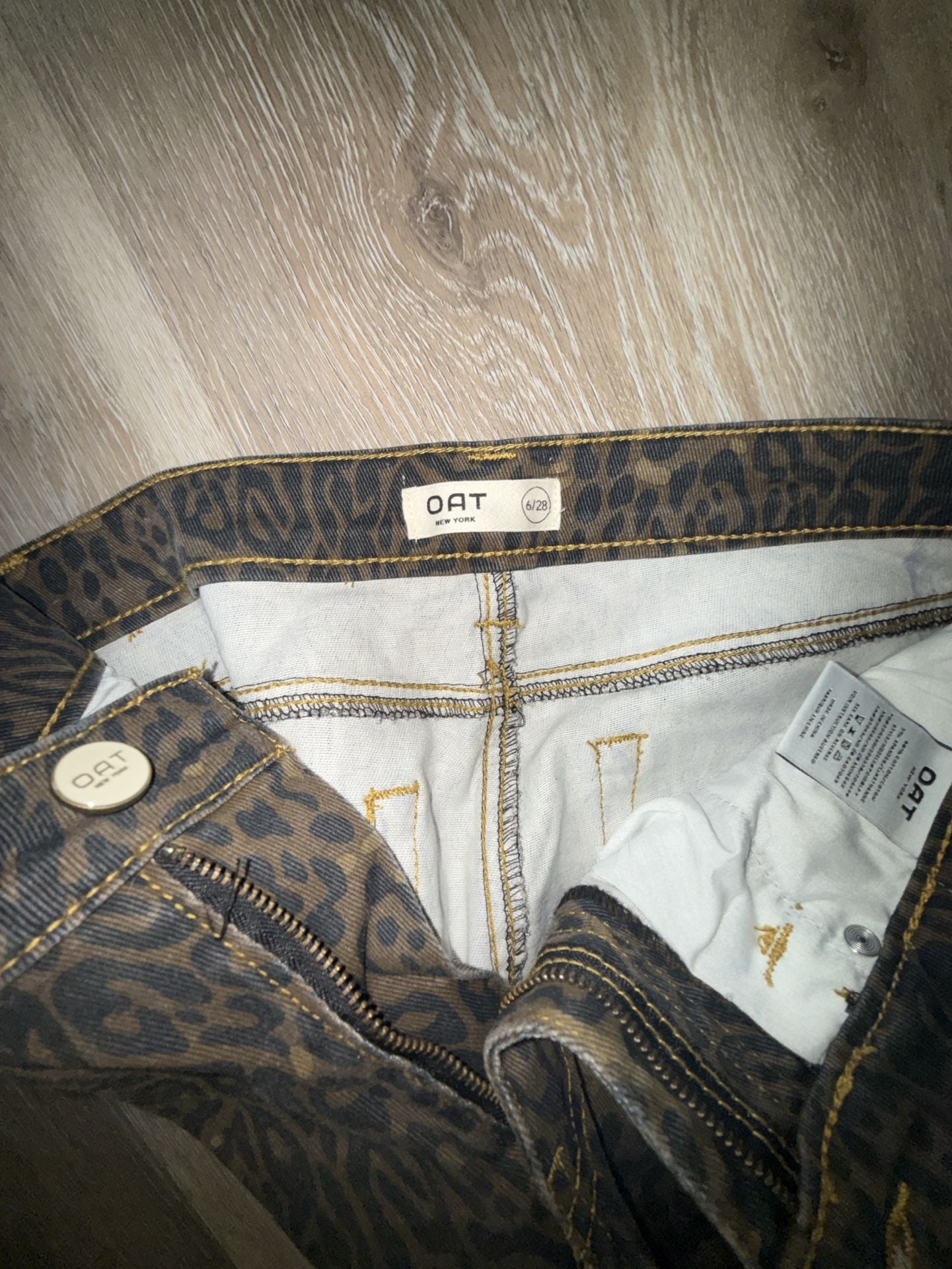 OAT Leopard Print Denim Pants Size 6/28 3