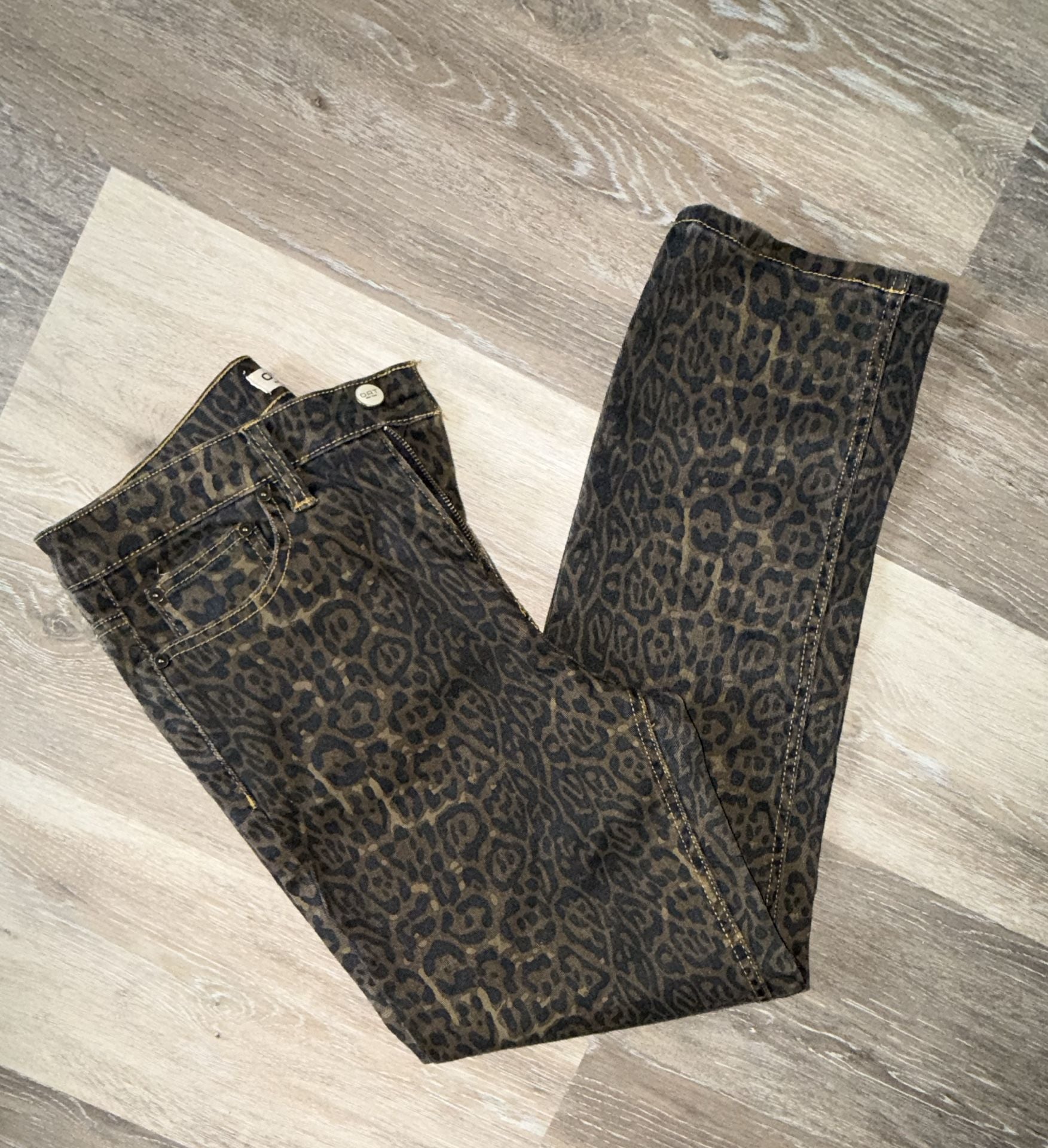 OAT Leopard Print Denim Pants Size 6/28 2