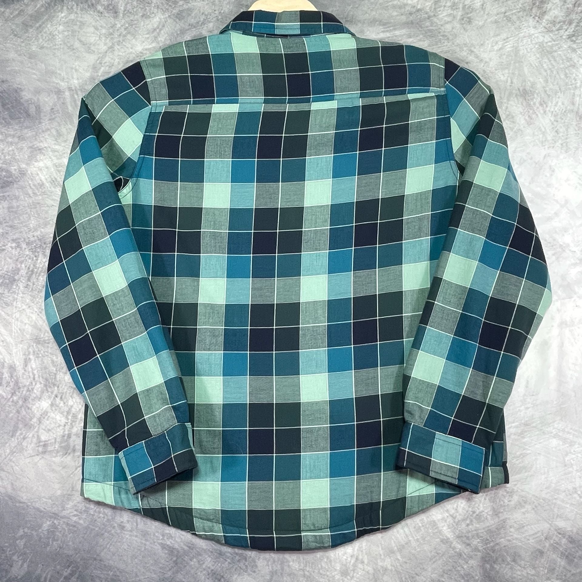 L.L.Bean Plaid Fleece-Lined Shacket Size M Blue Green Checkered 8