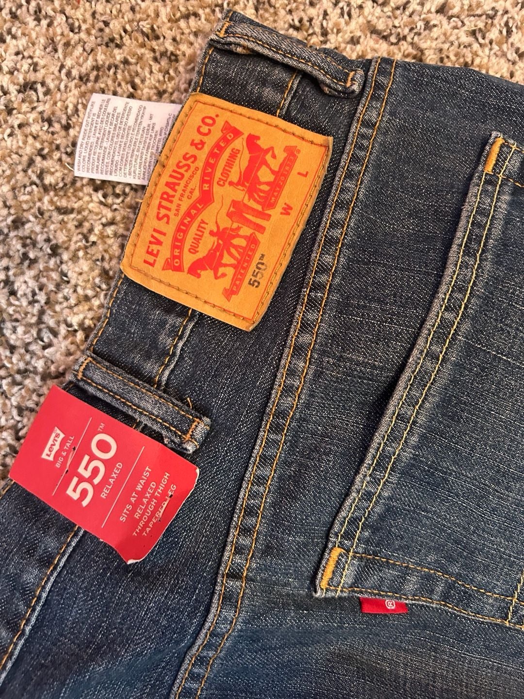 Levis 550 Relaxed Fit Jeans Size 48L32 Dark Wash Denim 7