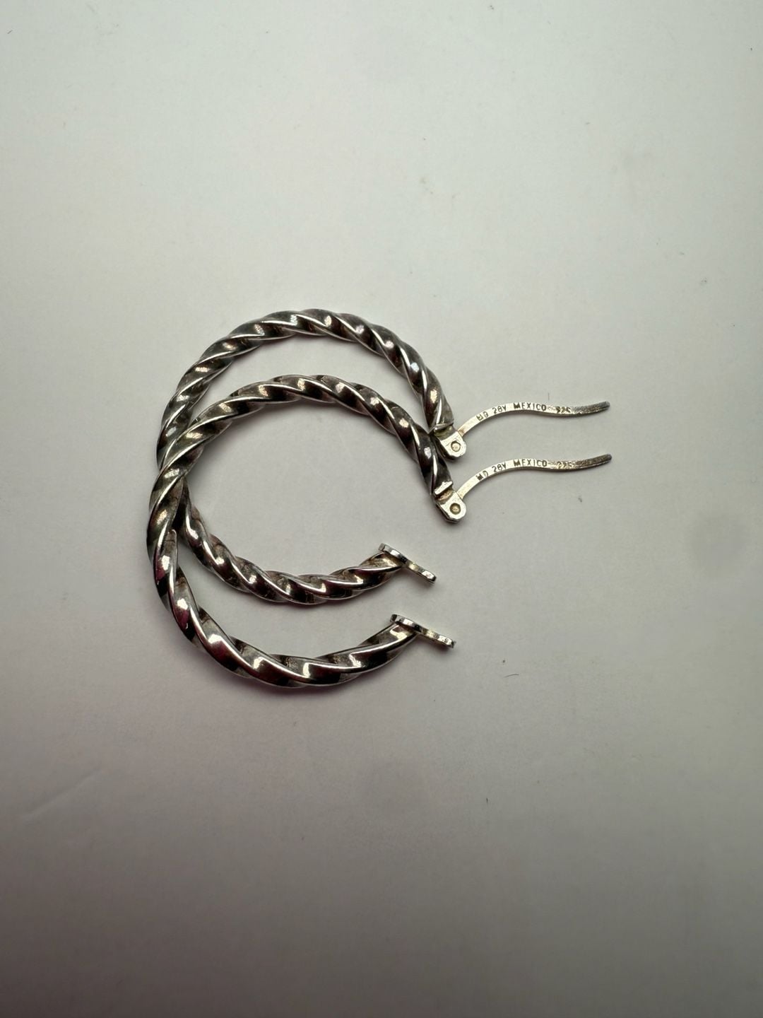 MD 925 Mexico Twisted Hoop Earrings Sterling Silver 4