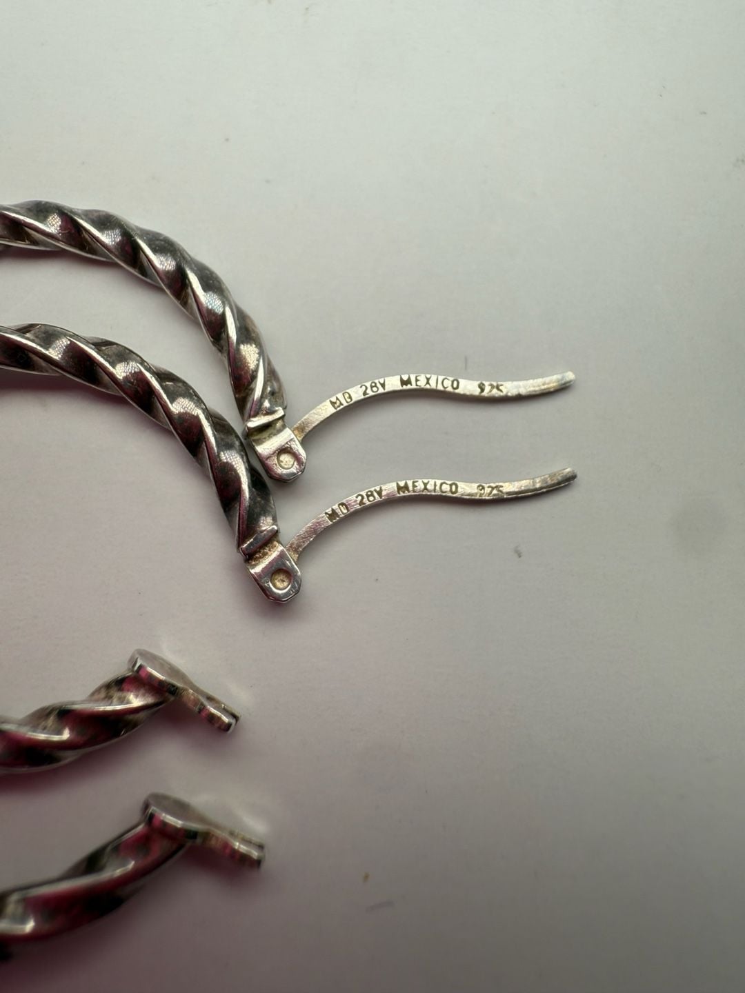 MD 925 Mexico Twisted Hoop Earrings Sterling Silver 5