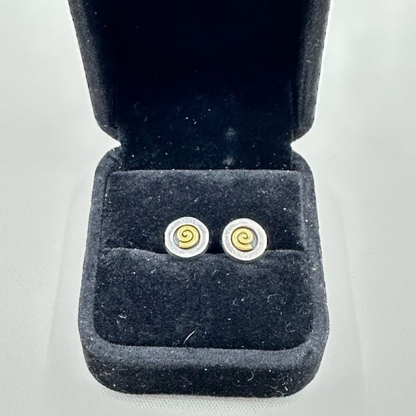 Far Fetched 925 Sterling Silver Two-Tone Spiral Stud Earrings