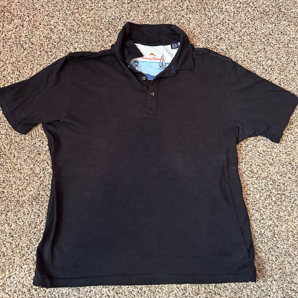 Tommy Bahama Polo Shirt Size XL Black Pima Cotton