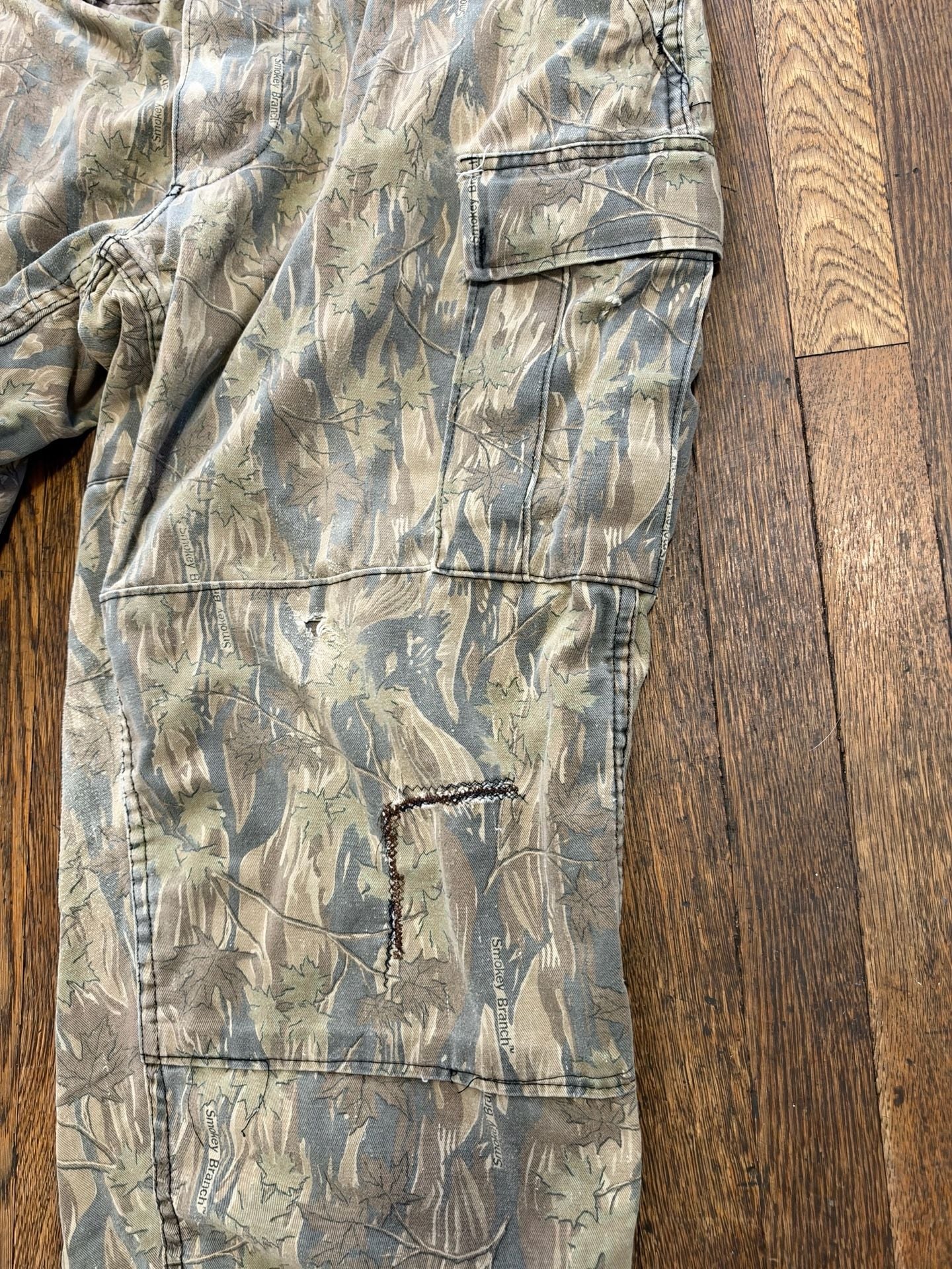 Vintage Distressed Smoky Branch Camo Cargo Pants Size XL Tree Bark Camouflage 3