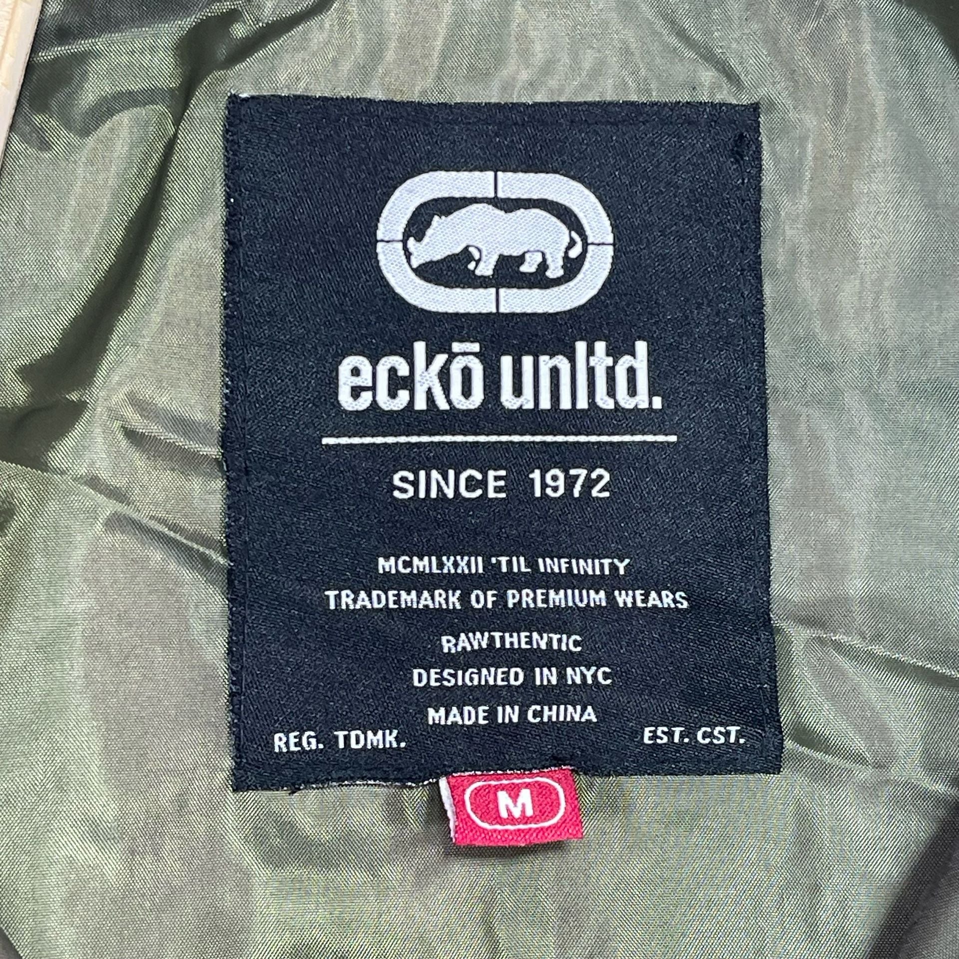 Ecko Unlimited Camo Puffer Vest Hoodie Size M Green Camouflage Full Zip Hooded 4