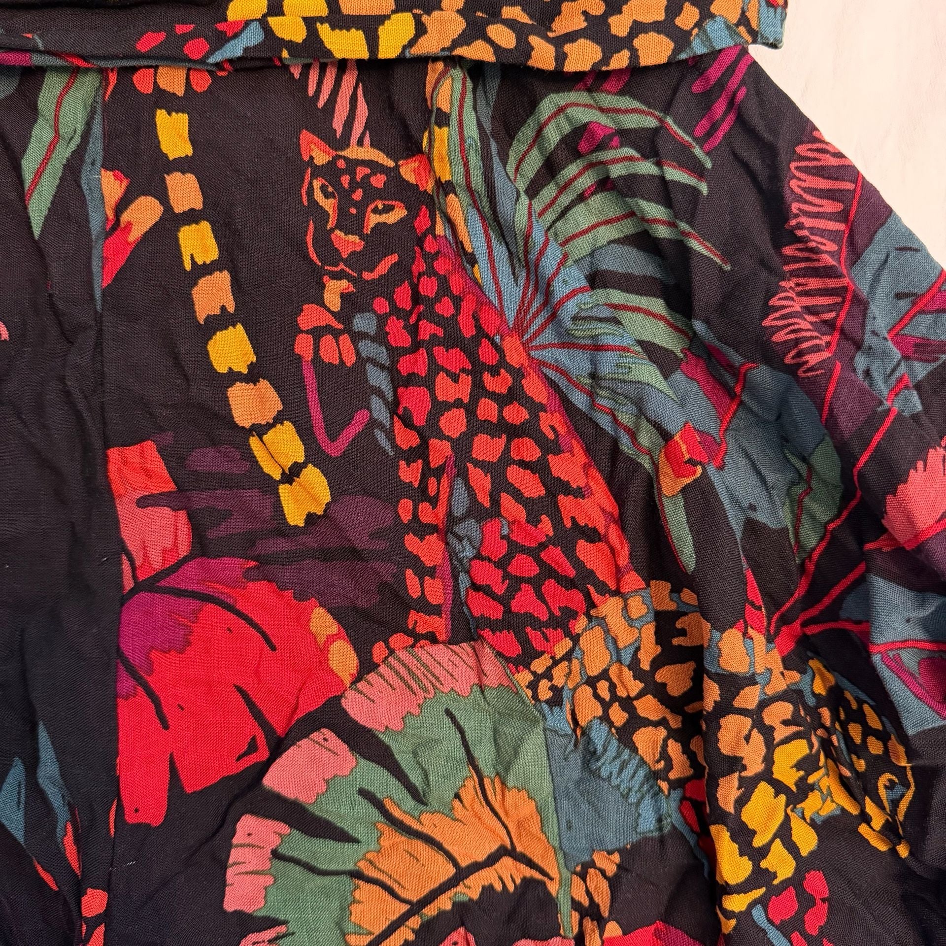 FARM Rio Tropical Leopard Print Romper Size L Black Viscose 2
