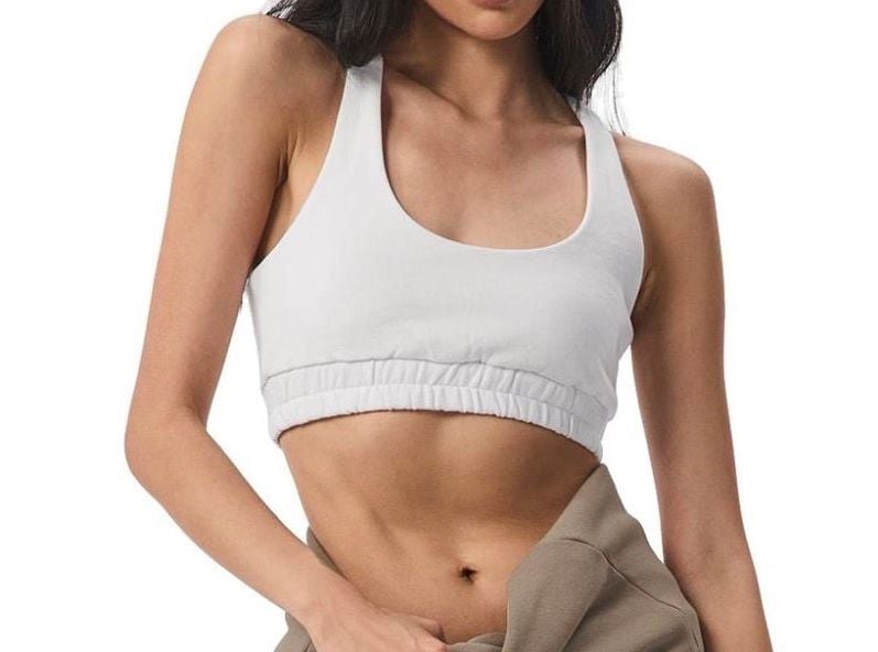 Old Navy Active Dynamic Fleece Sweatshirt Sports Bra White Size Medium 2