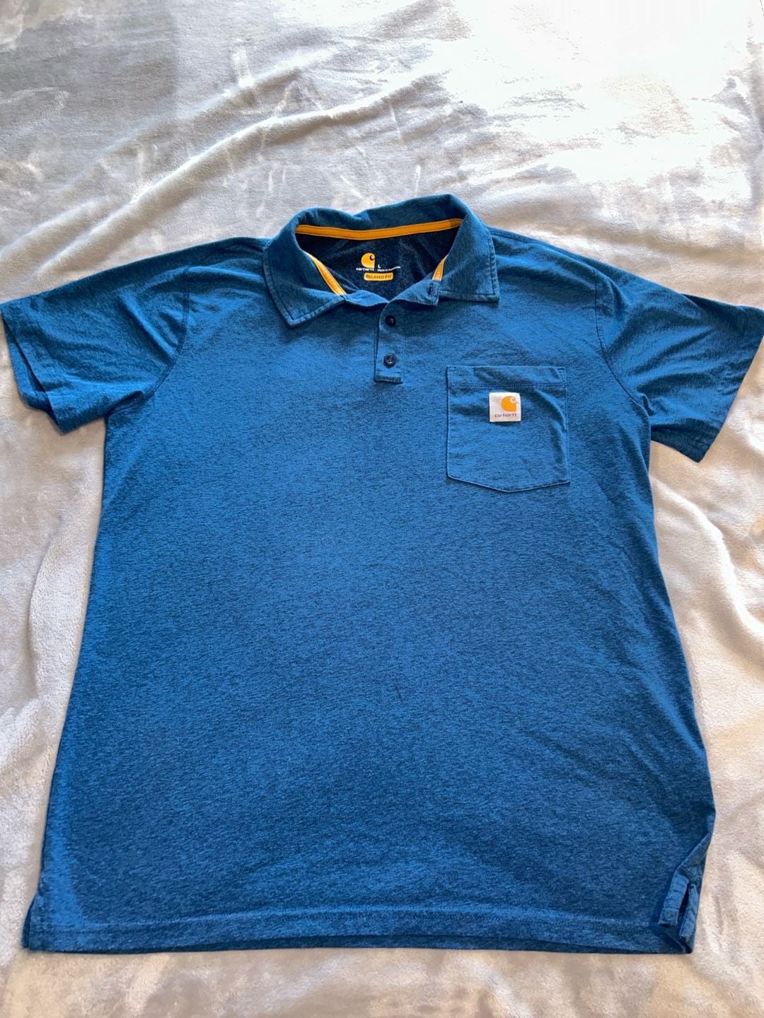 Men’s Carhartt Relaxed Fit Blue Polo Shirt Size L 2