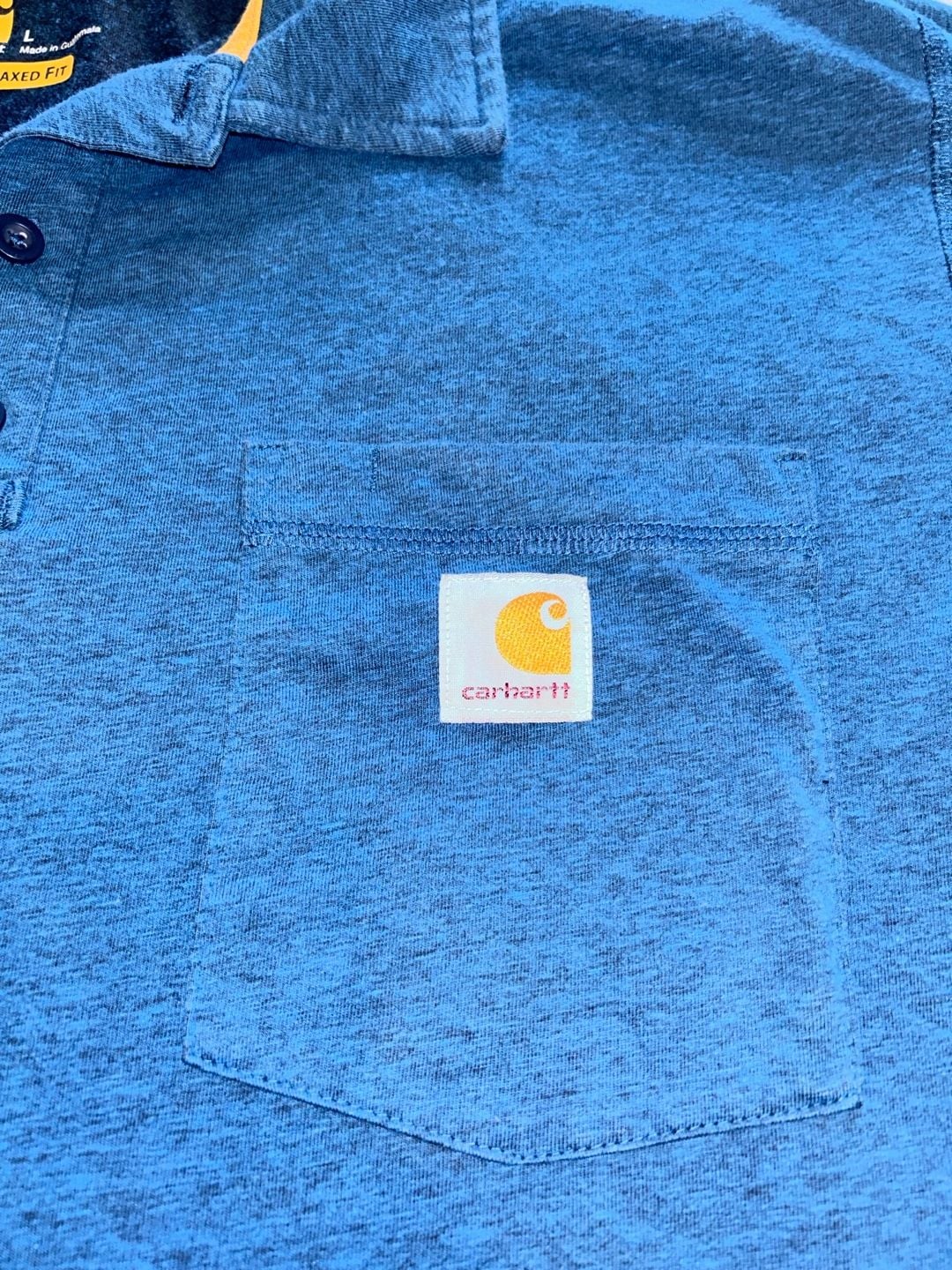 Men’s Carhartt Relaxed Fit Blue Polo Shirt Size L 3