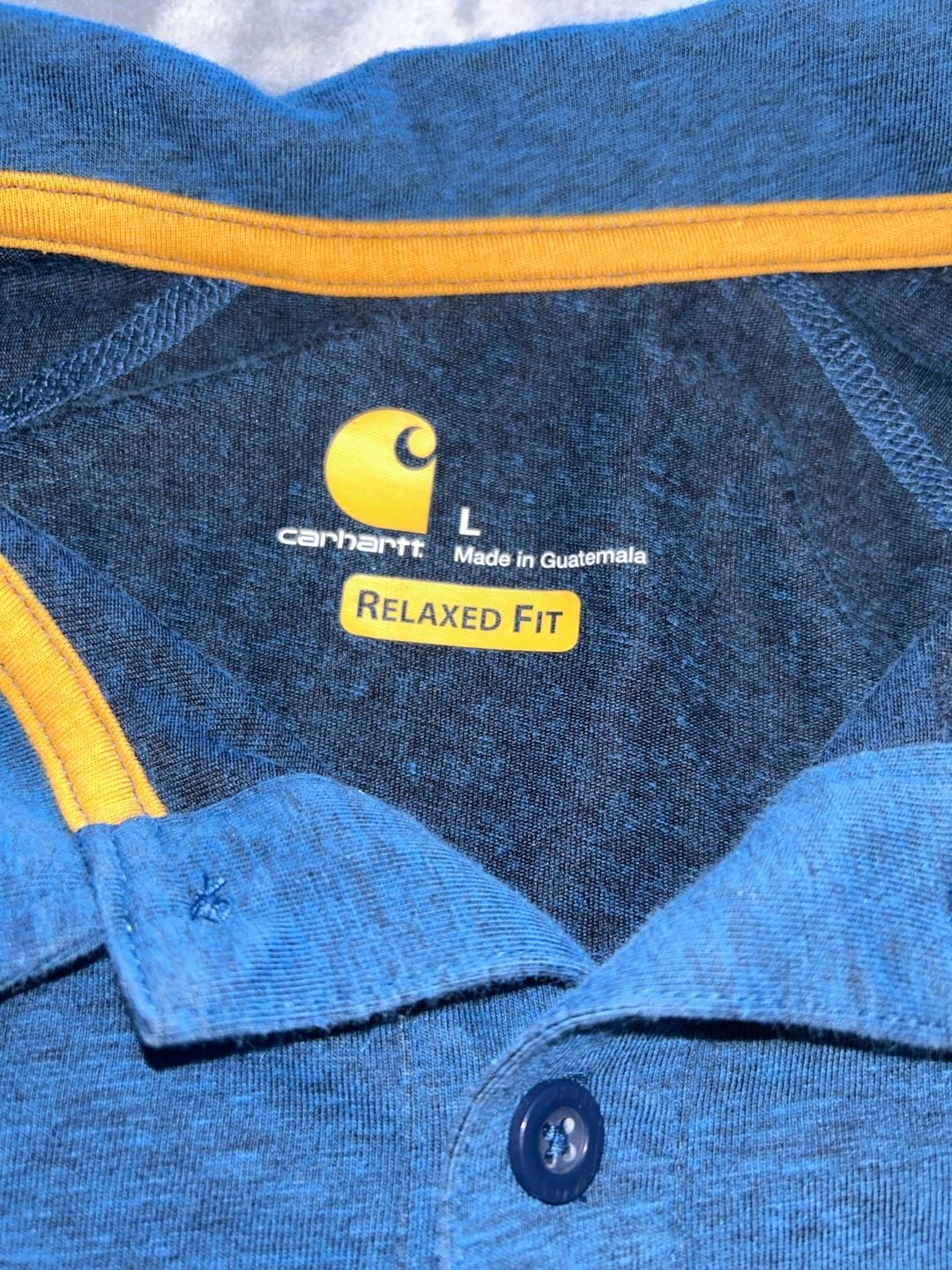 Men’s Carhartt Relaxed Fit Blue Polo Shirt Size L 4