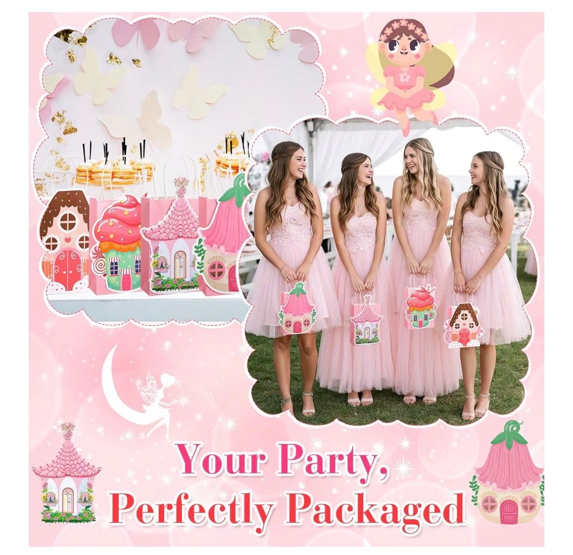Pink Fairy House Party Gift Bags 24 Pcs 4
