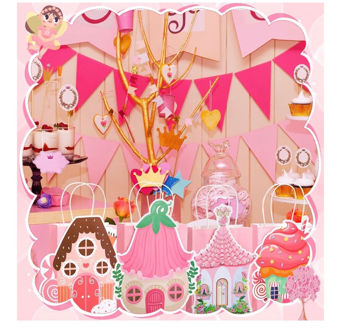 Pink Fairy House Party Gift Bags 24 Pcs 6