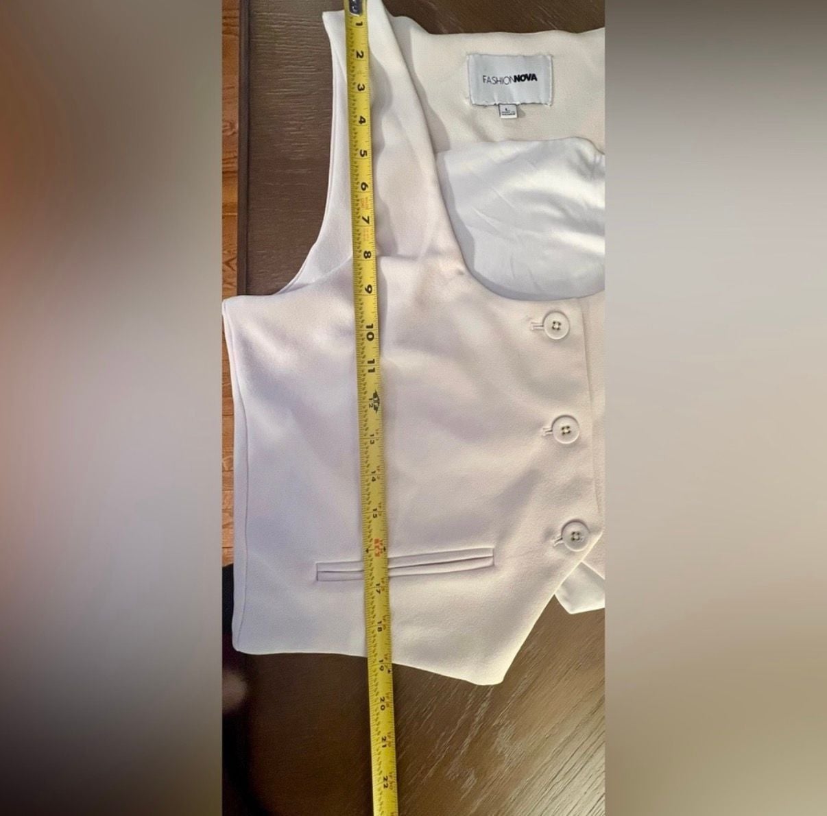 Fashion Nova White Sleeveless Button Front Split Detail Waistcoat Size L 8