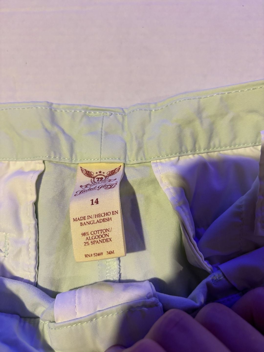 Faded Glory Size 14 Light Yellow Chino Shorts Cotton Blend 4