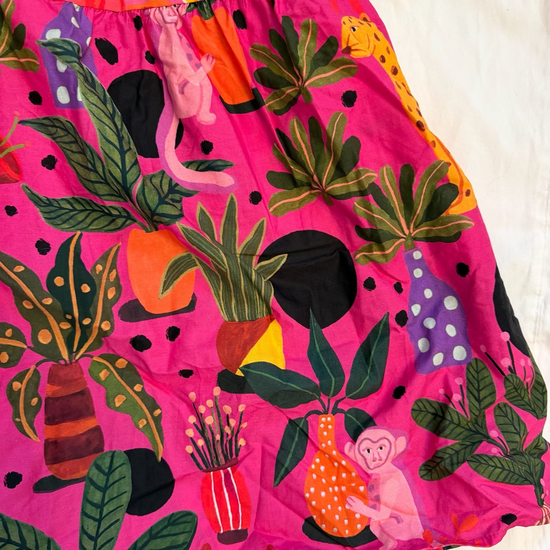 FARM Rio Pop Leopards Mixed Midi Dress Size XL Pink Tropical 4