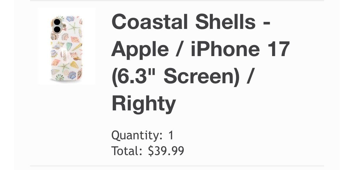 Loopy Cases Coastal Shells iPhone 17 Righty Case and Pouch Set 6