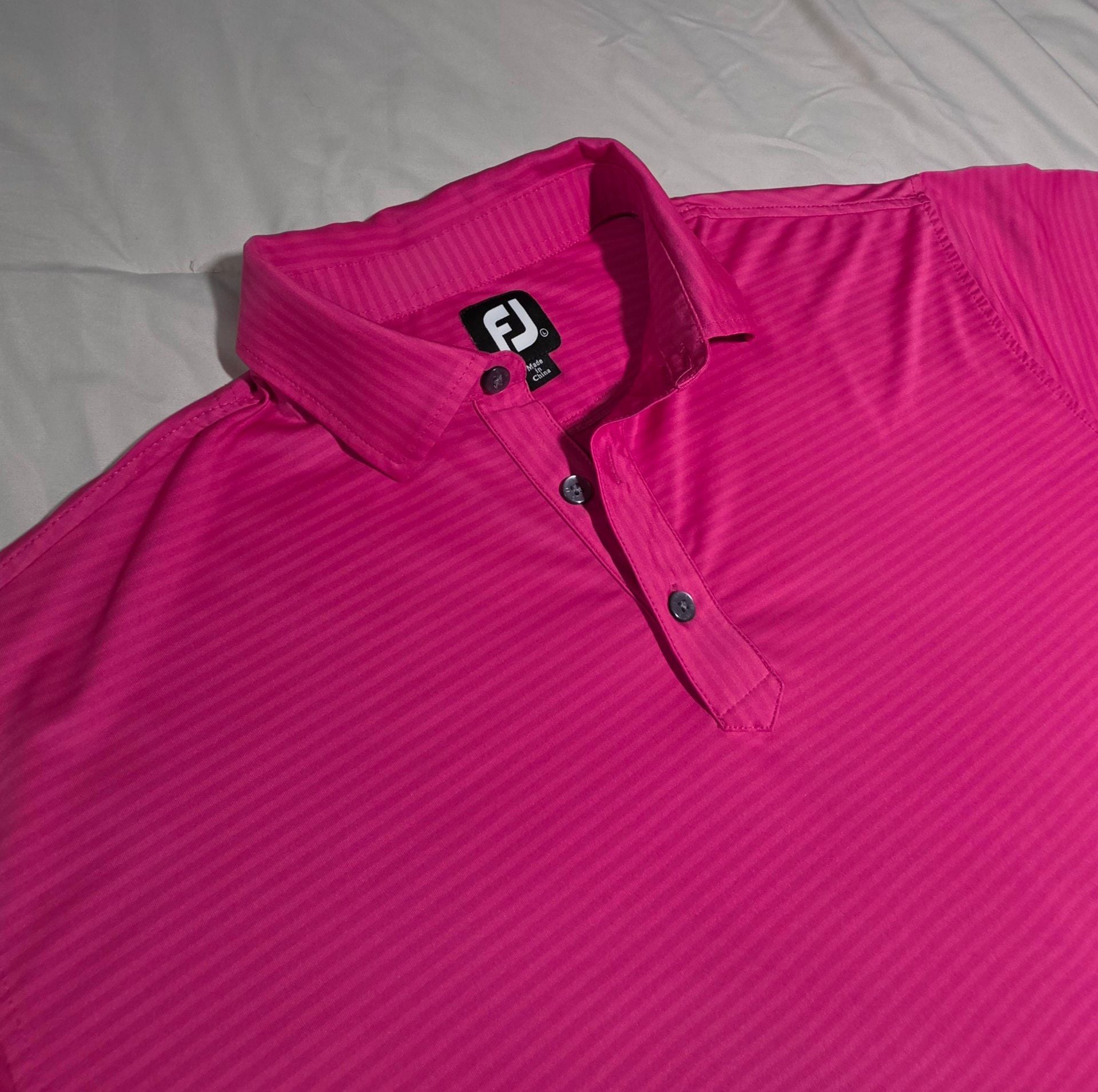 FootJoy Golf Polo Shirt Pink Striped Short Sleeve 2