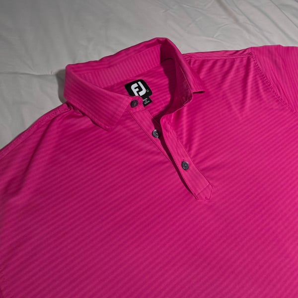 FootJoy Golf Polo Shirt Pink Striped Short Sleeve