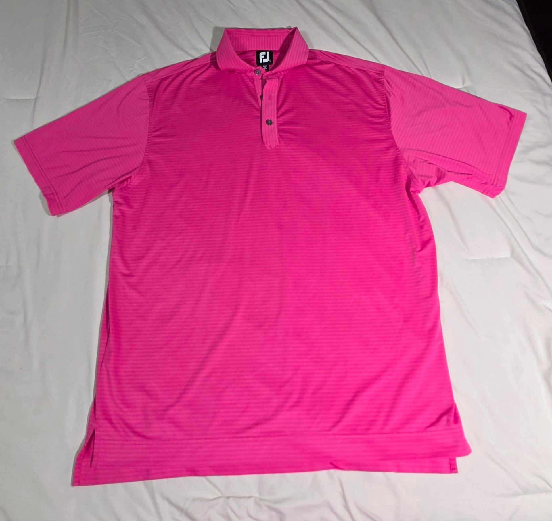 FootJoy Golf Polo Shirt Pink Striped Short Sleeve 3
