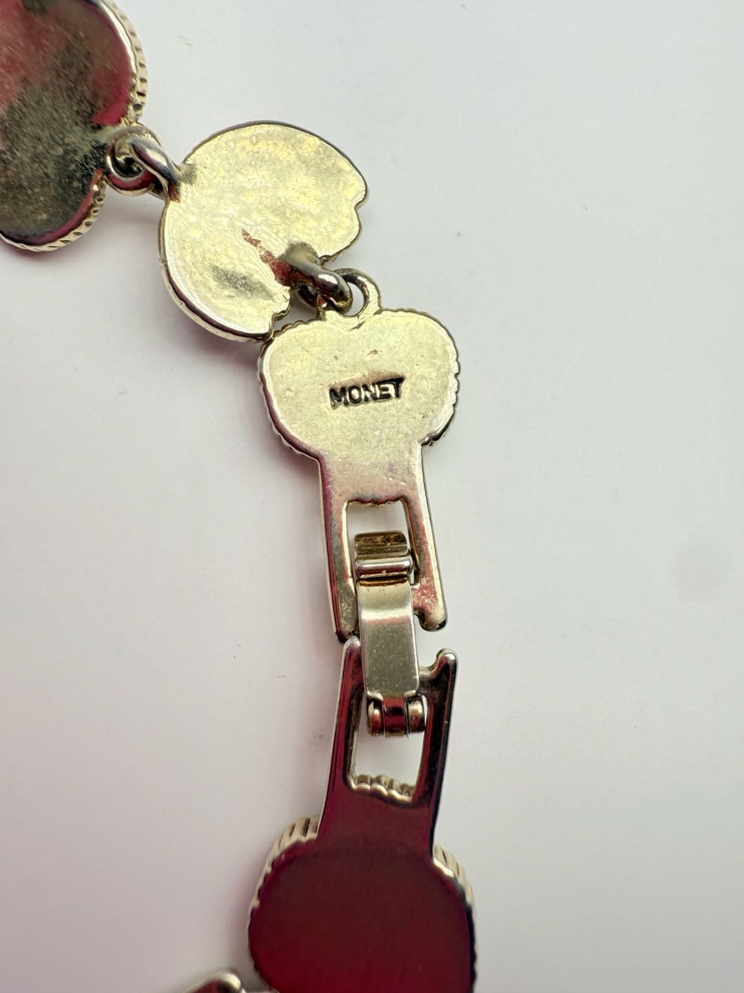 Monet Flower Butterfly Charm Bracelet Pink Enamel Rhinestone Silver Tone 9