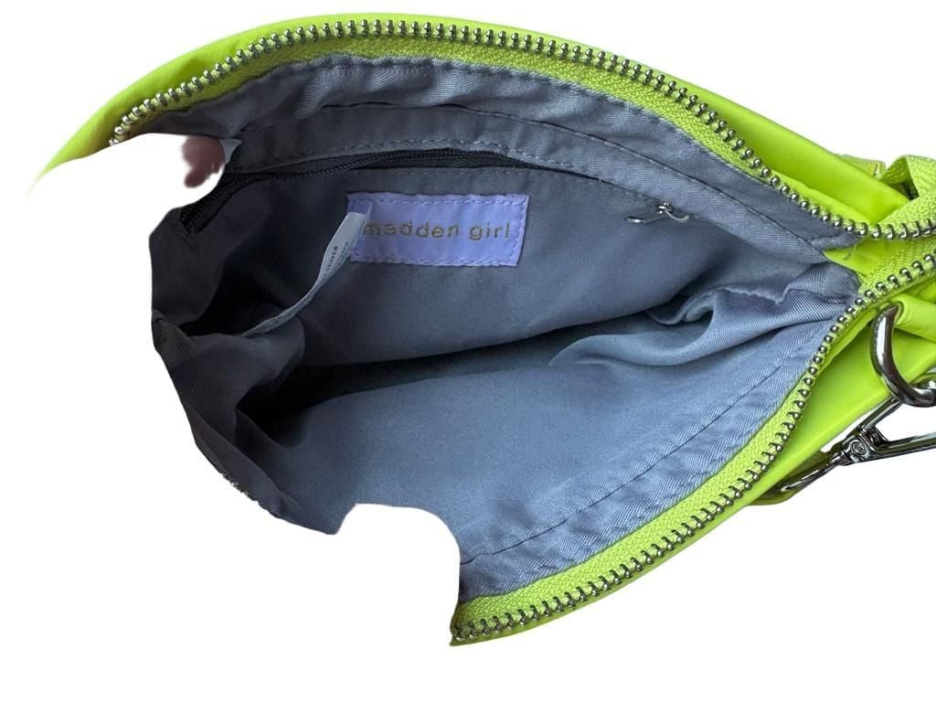 Madden Girl Crossbody Bag Lime Green Nylon with Pouch 5