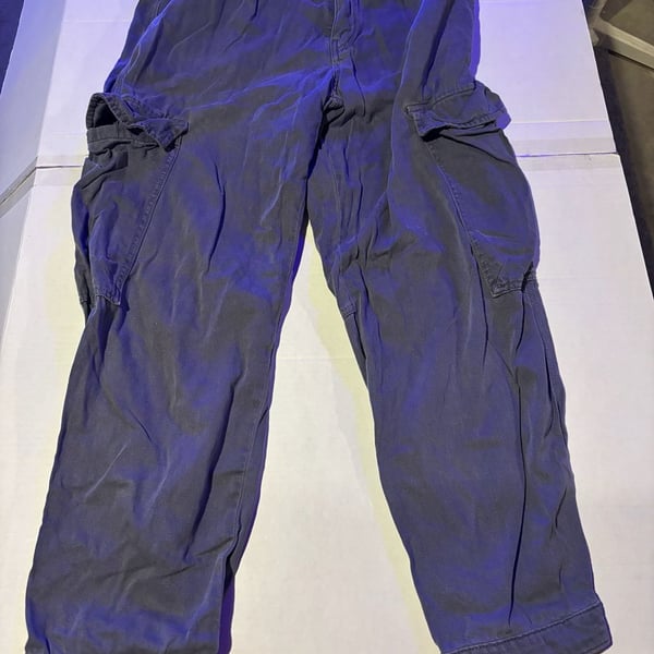 Free People Cargo Pants Size 8 Navy Blue Cotton Linen Blend