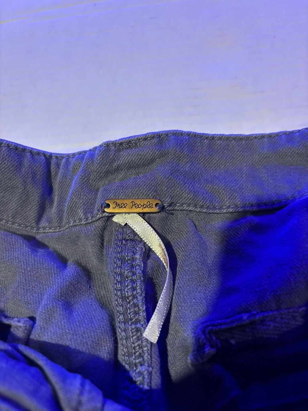 Free People Cargo Pants Size 8 Navy Blue Cotton Linen Blend 4