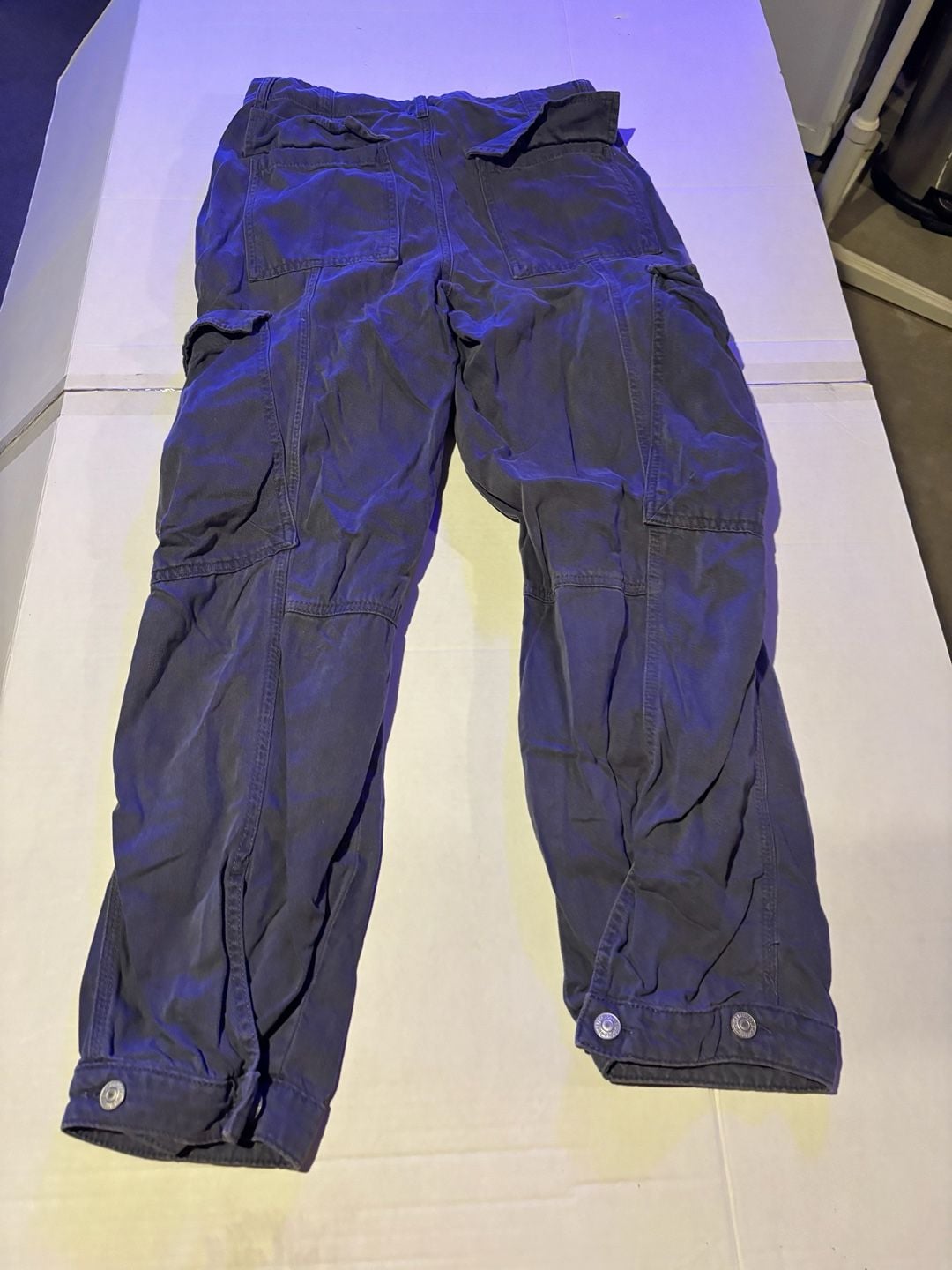 Free People Cargo Pants Size 8 Navy Blue Cotton Linen Blend 5