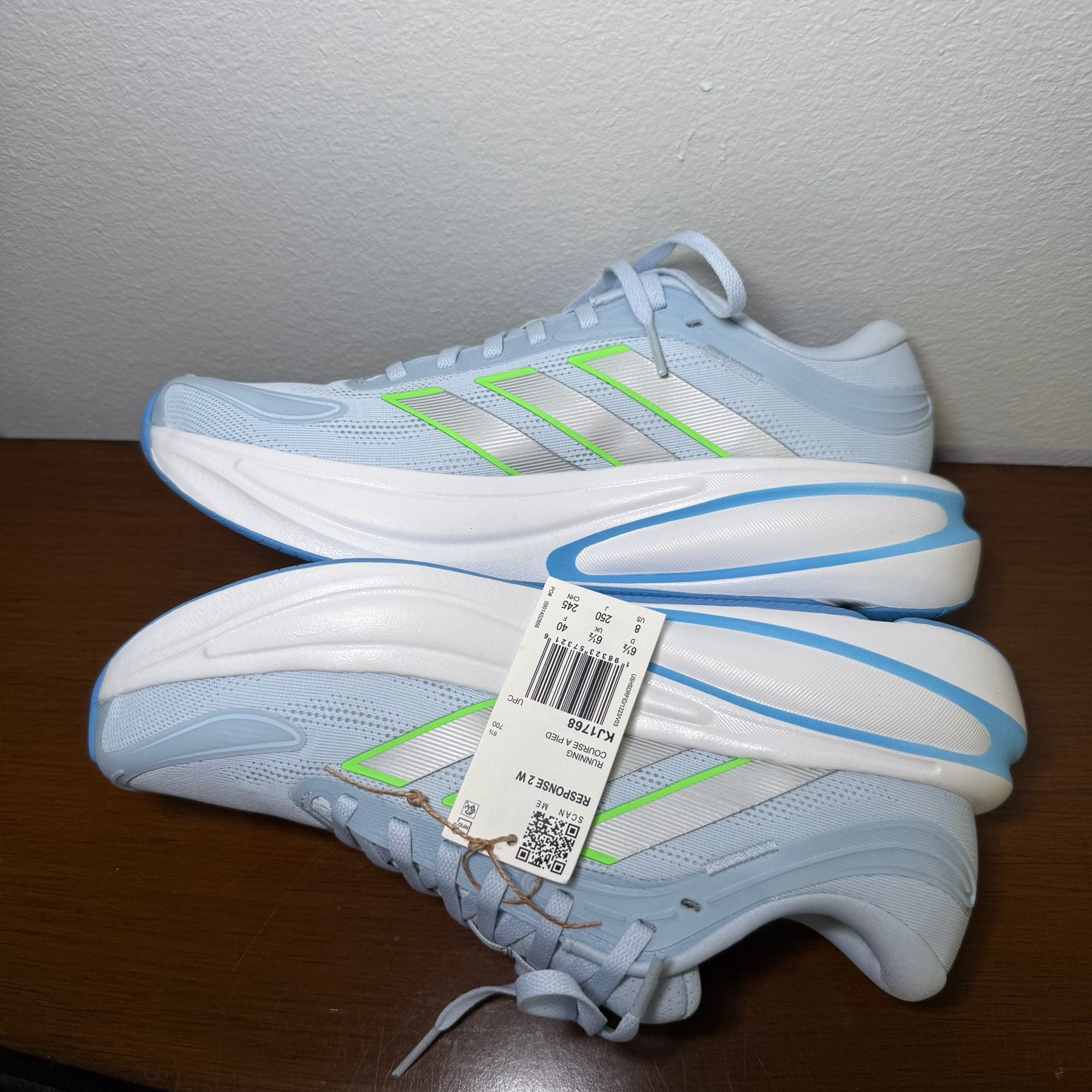 Adidas Response 2 Running Shoes Size 8 Blue Lime Burst 11