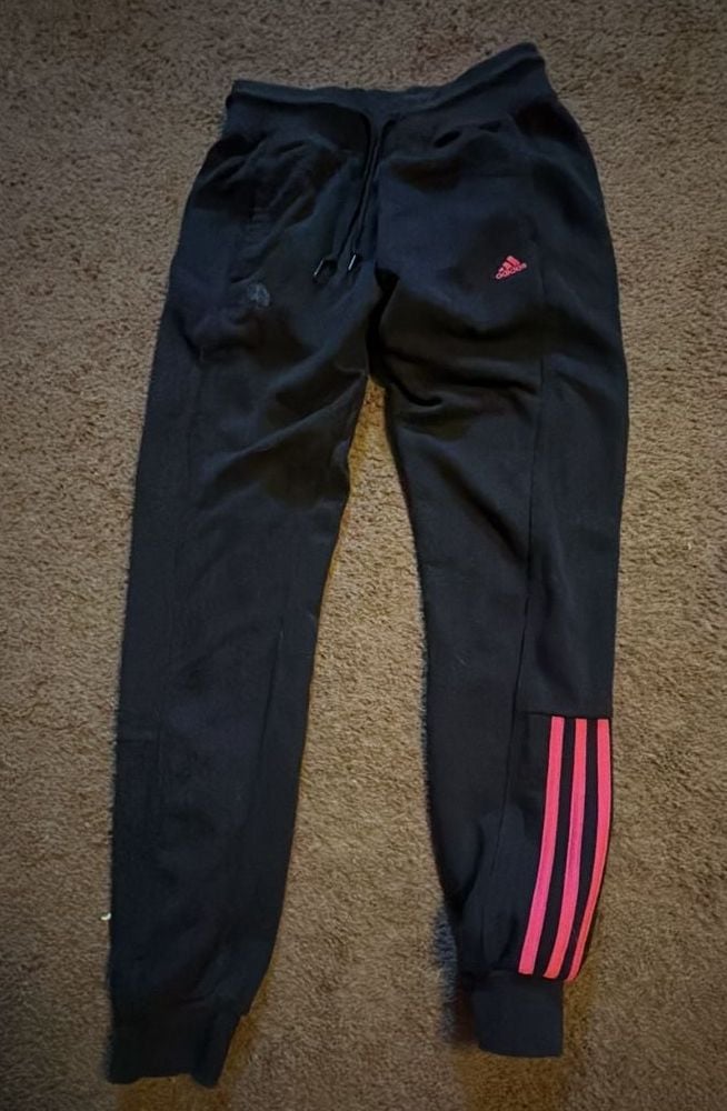Adidas Sport Essentials Black Pink Track Pants 2