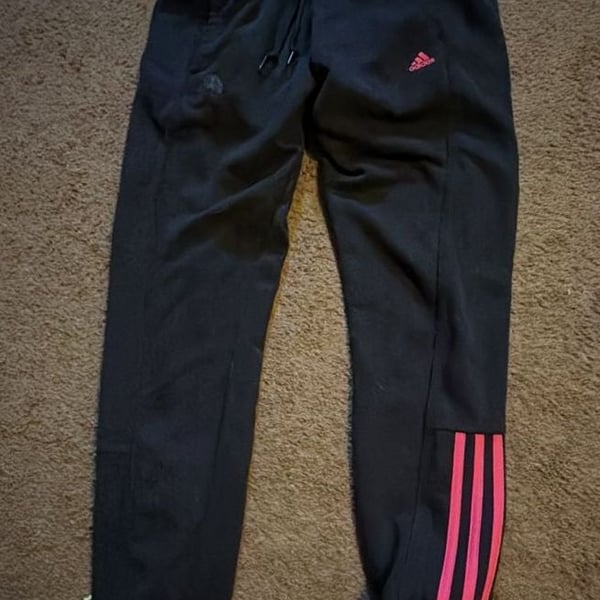 Adidas Sport Essentials Black Pink Track Pants 