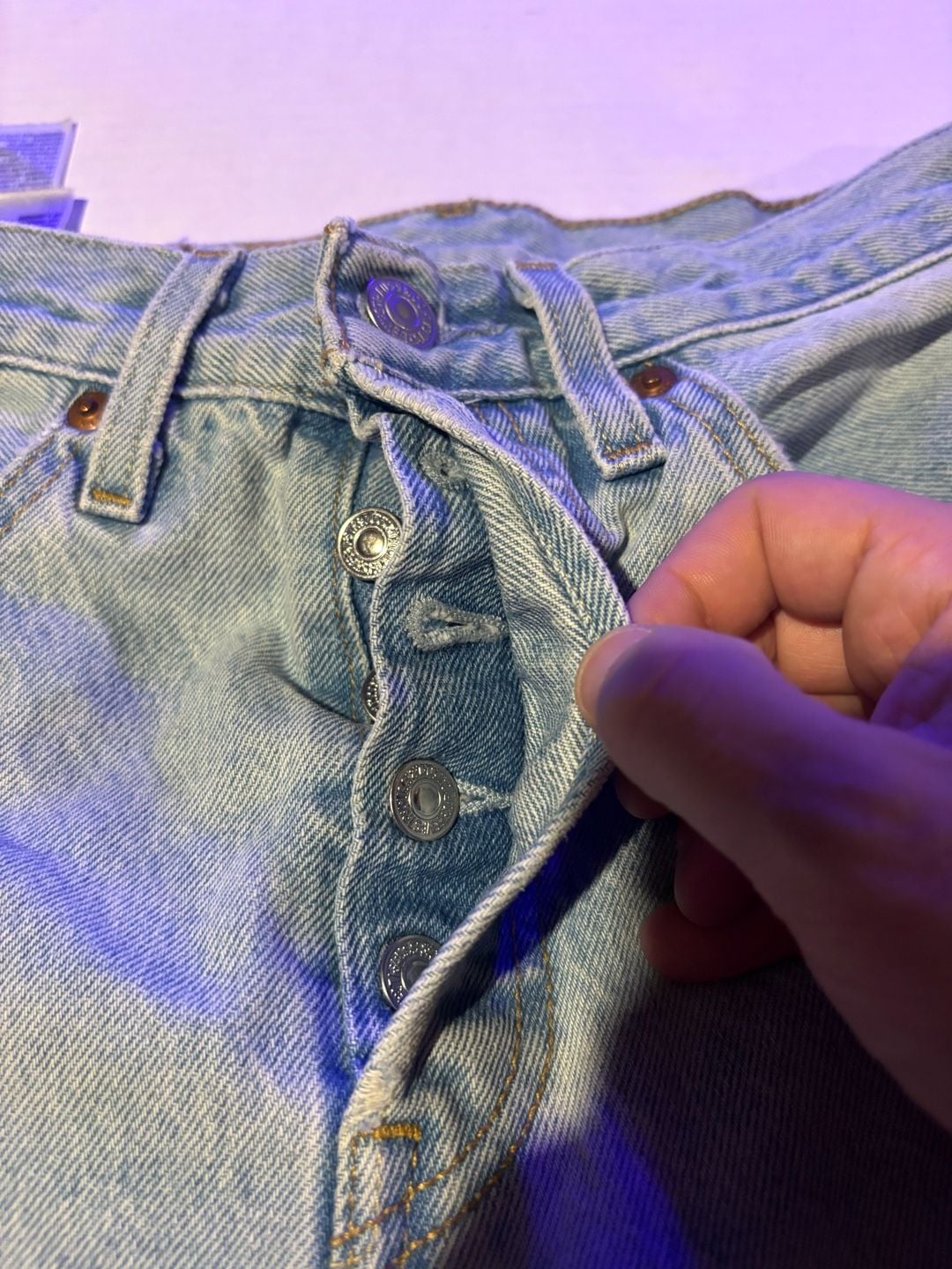 Levi's Premium Button Fly Jeans Size 30x32 Light Wash Denim 3