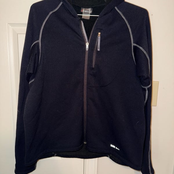 REI Polartec Women's Black Full Zip Hooded Fleece Jacket XL