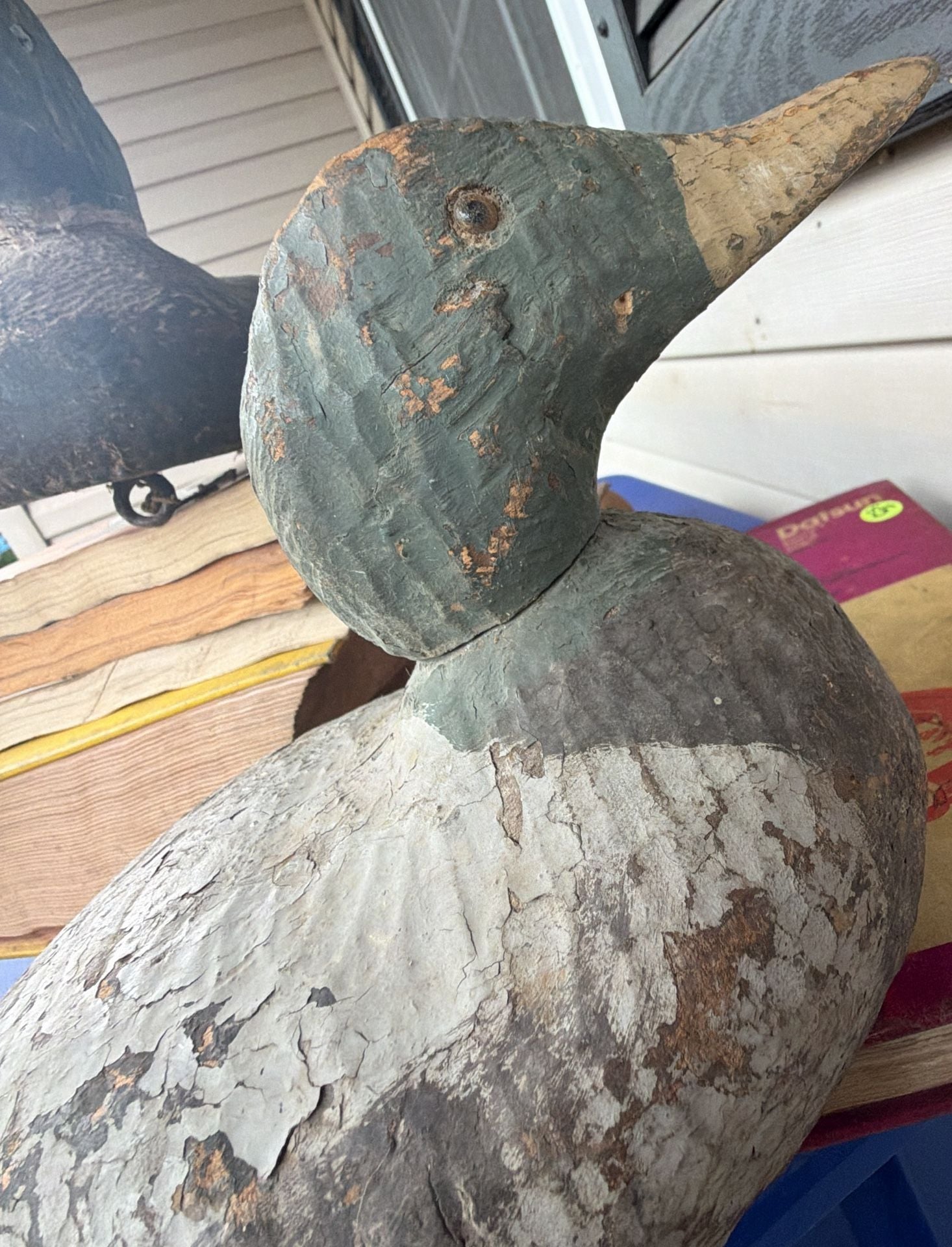 Vintage Hand Carved Wood Duck Decoy Swivel Head 8