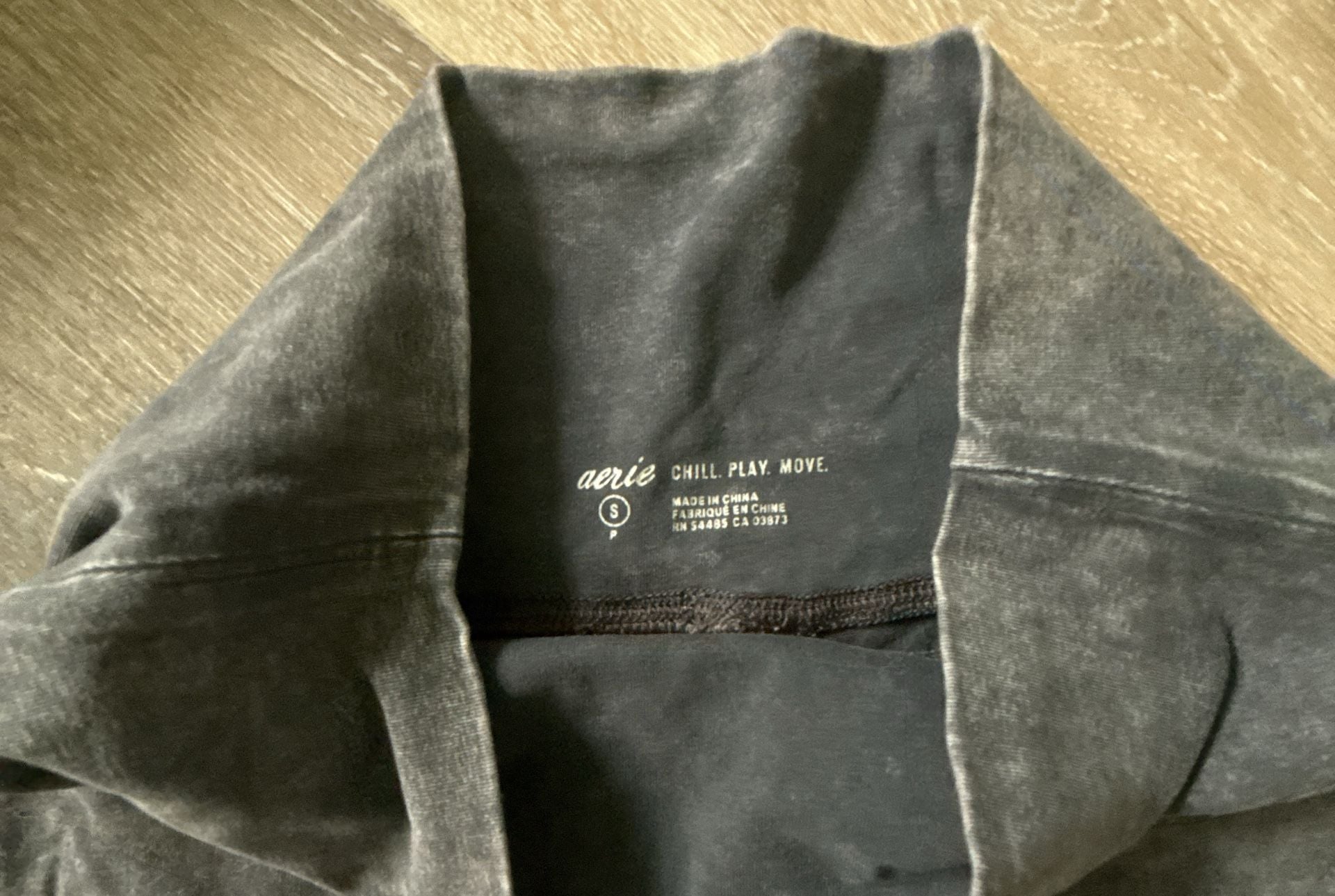 Arie Acid Wash Denim Biker Shorts Dark Gray High Waist 3