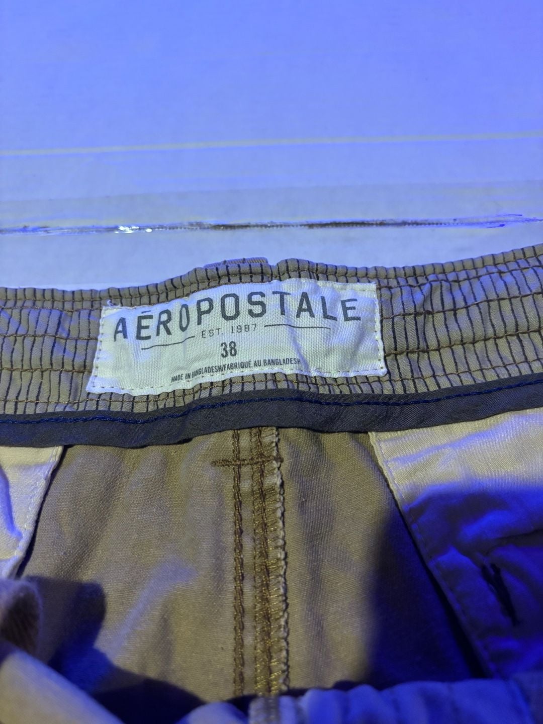 Aeropostale Cargo Shorts Size 38 Tan Cotton Button Fly Pockets 4