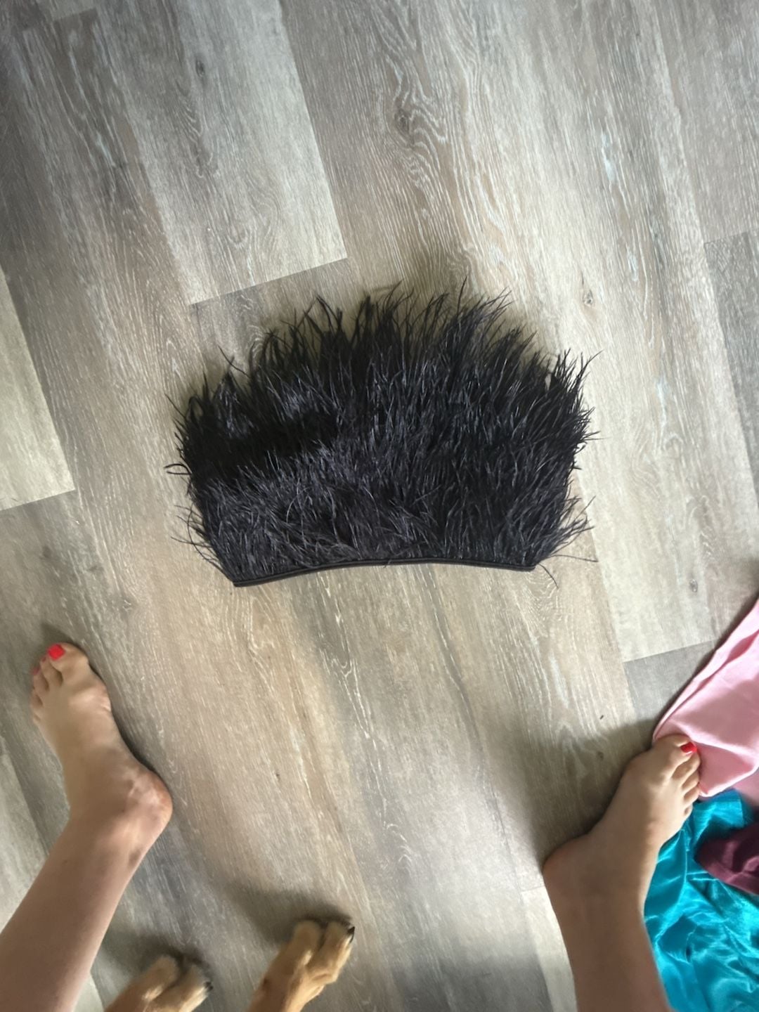 Missguided Black Feathered Corset Size UK 10 US 6 1