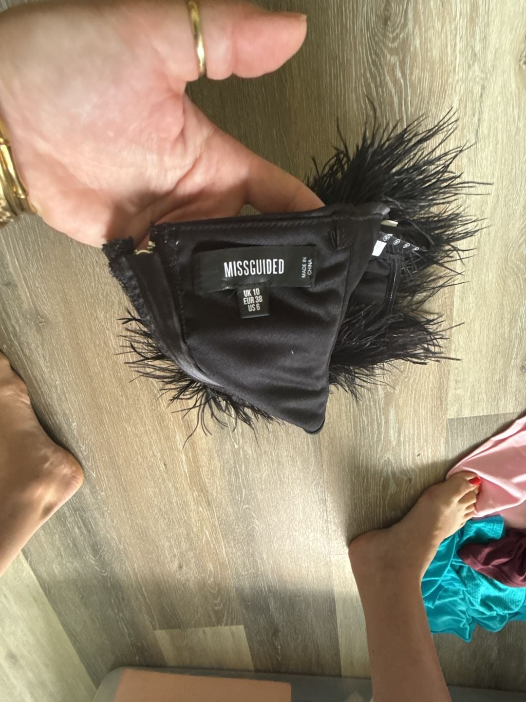 Missguided Black Feathered Corset Size UK 10 US 6 3