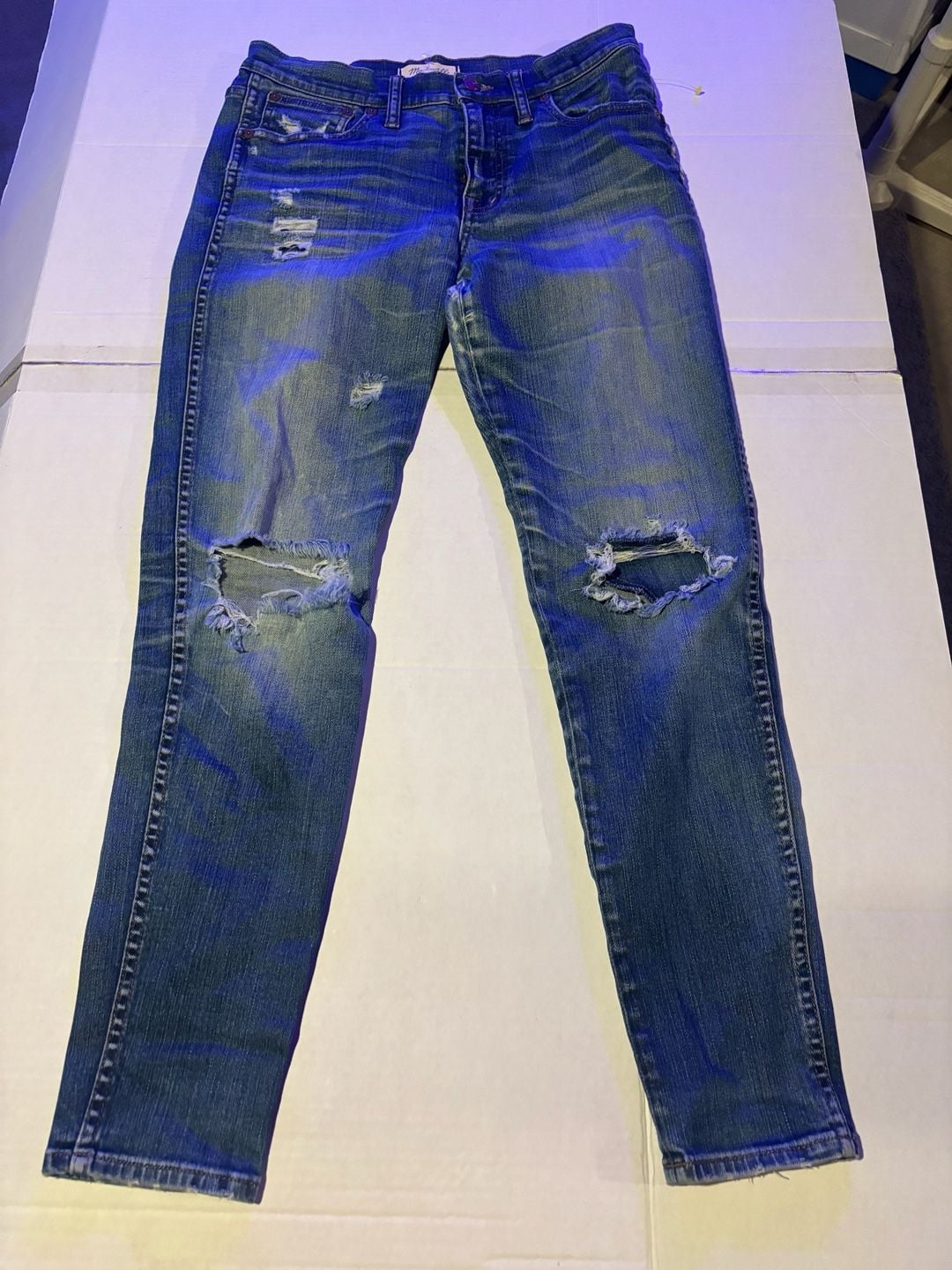 Madewell 9" High Riser Skinny Skinny Jeans Size 28 Distressed Blue Denim 2