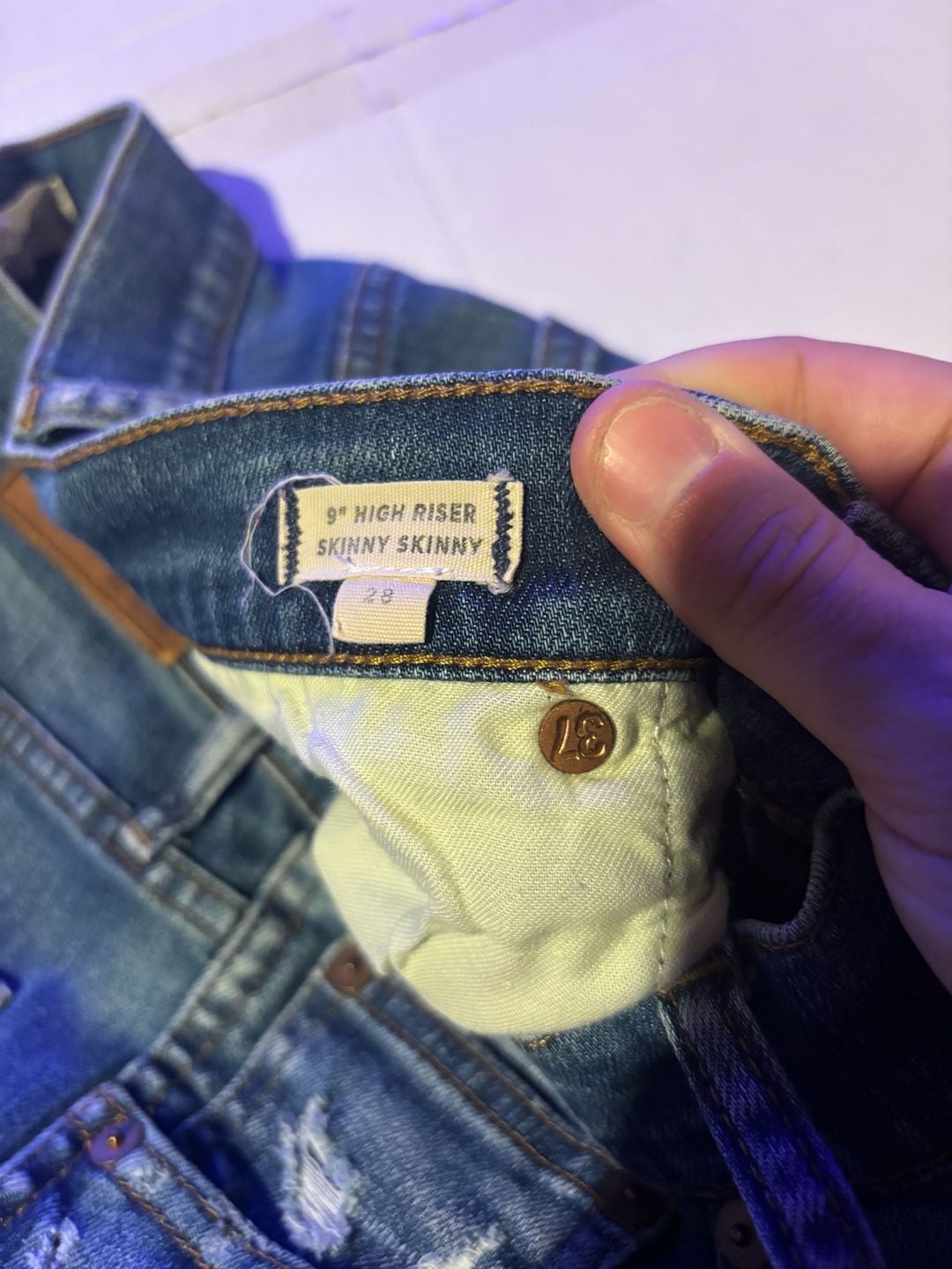 Madewell 9" High Riser Skinny Skinny Jeans Size 28 Distressed Blue Denim 5